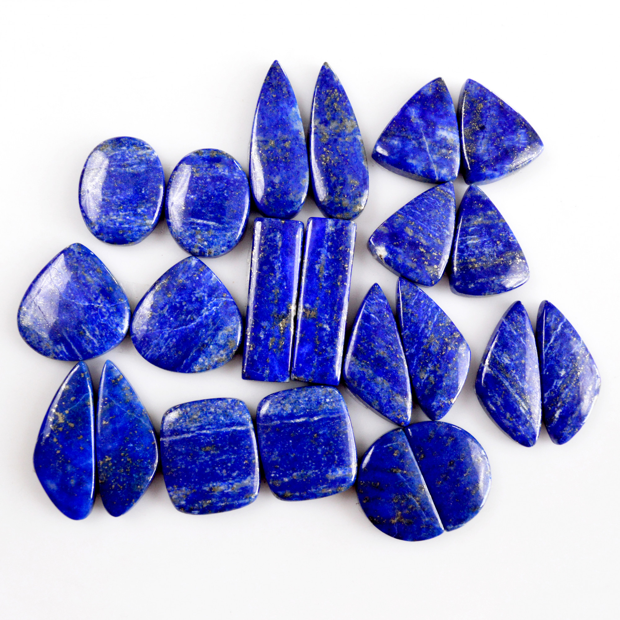 11 Pair 240 Cts Natural Lapis Lazuli Cabochon Gemstone Pairs 19x12-26x7mm 13702