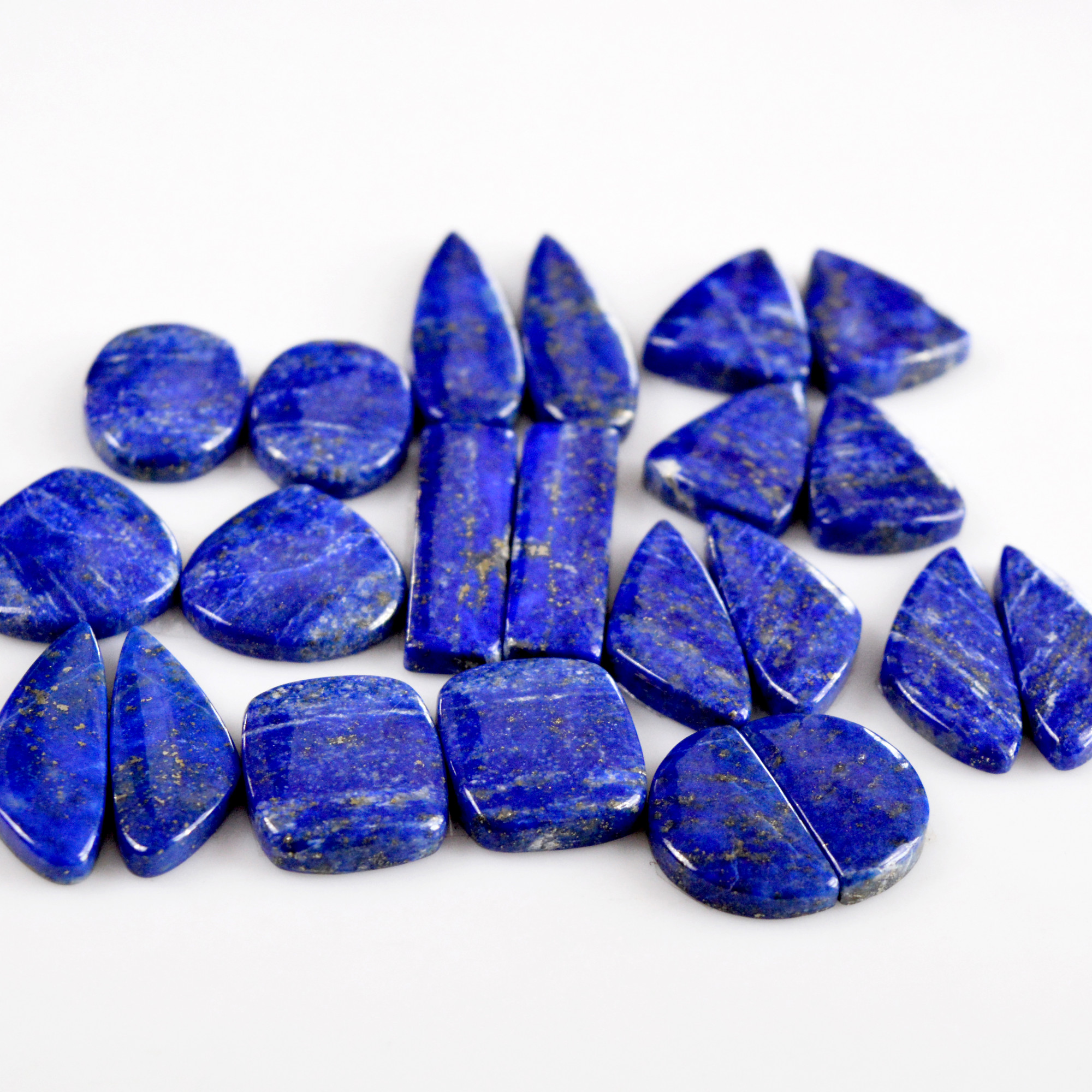 11 Pair 240 Cts Natural Lapis Lazuli Cabochon Gemstone Pairs 19x12-26x7mm 13702