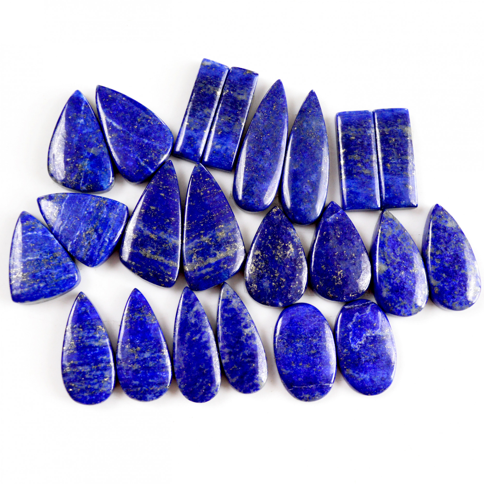 11 Pair 179 Cts Natural Lapis Lazuli Cabochon Gemstone Pairs 19x12-26x7mm 13703