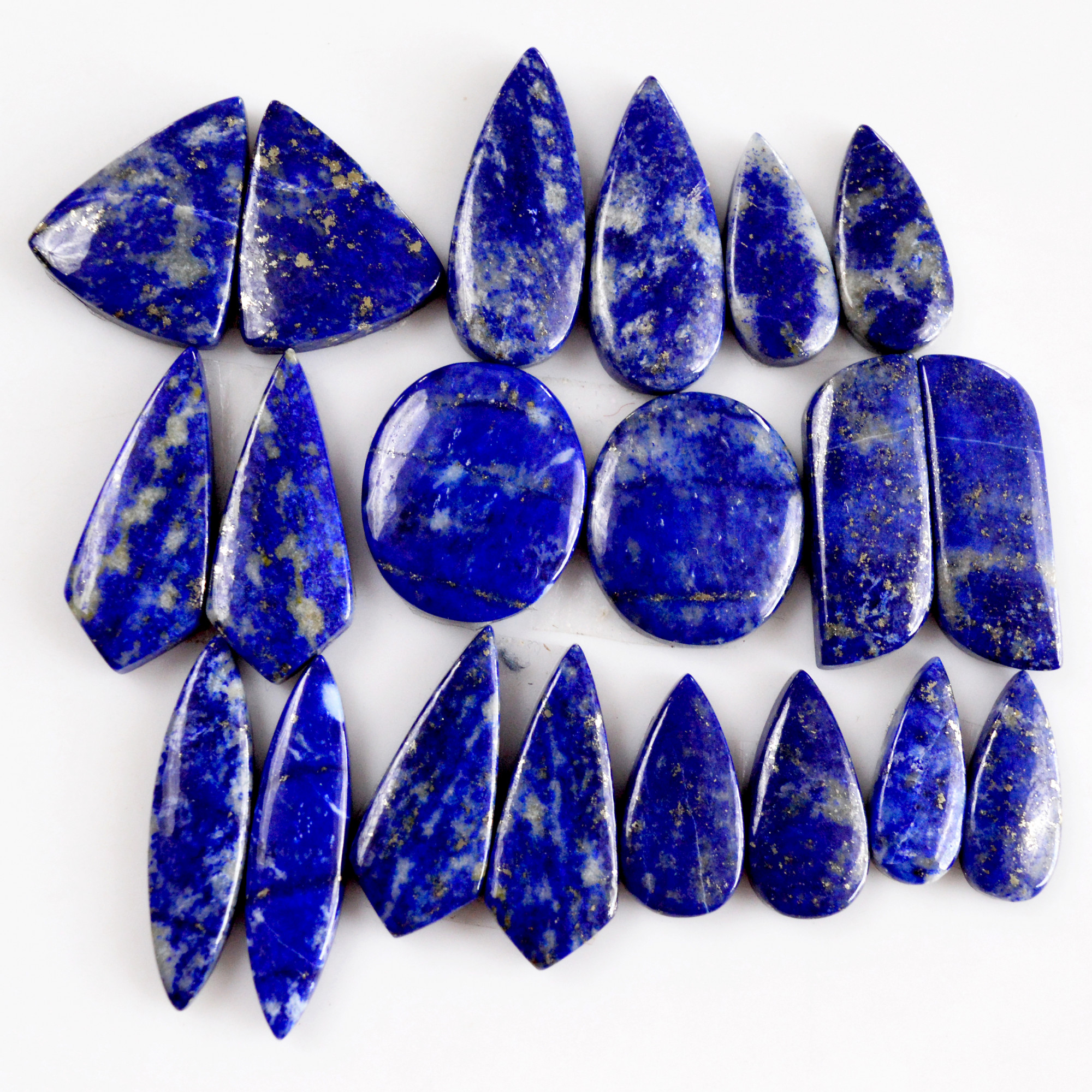 10 Pair 229 Cts Natural Lapis Lazuli Cabochon Gemstone Pairs 18x7-27x11mm 13704