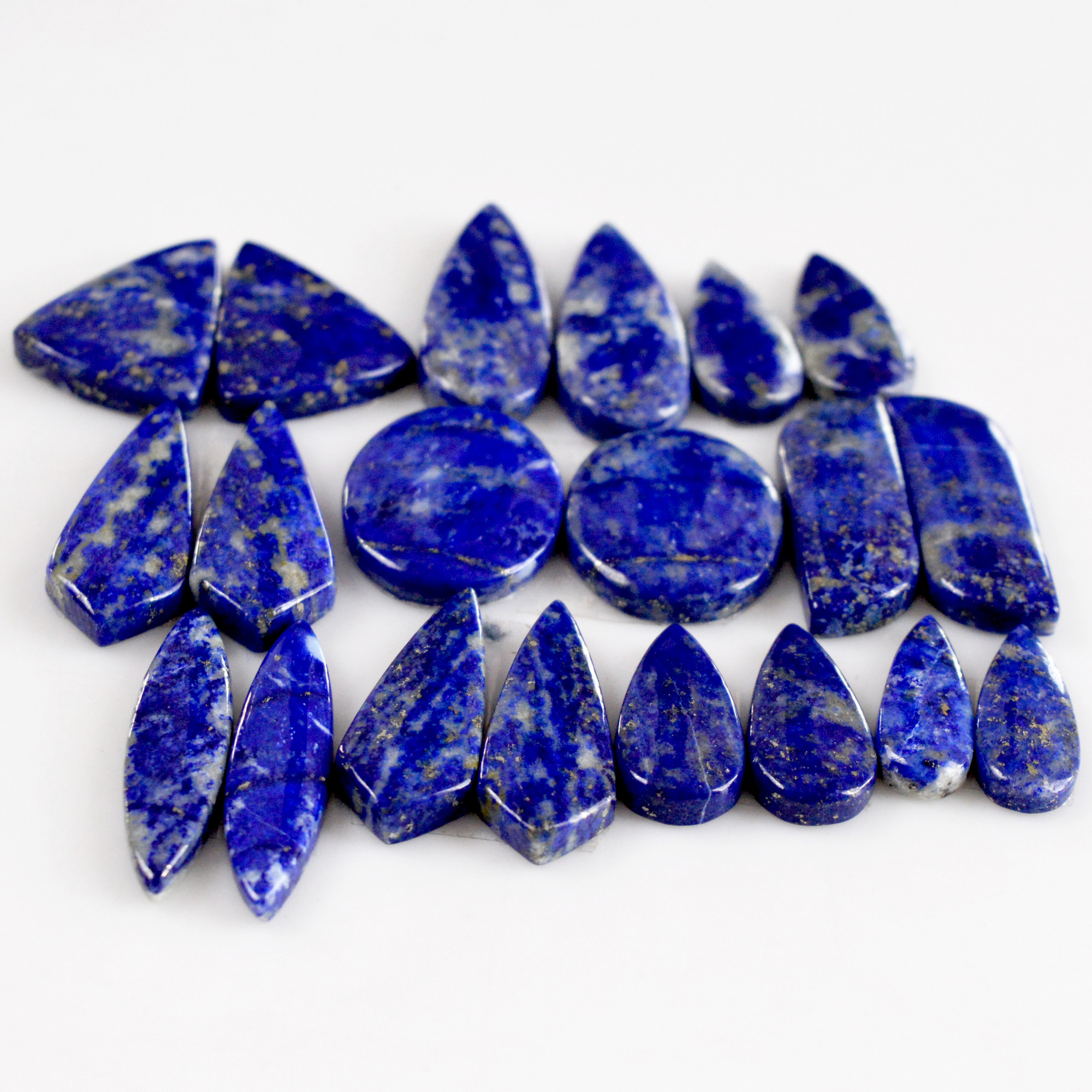 10 Pair 229 Cts Natural Lapis Lazuli Cabochon Gemstone Pairs 18x7-27x11mm 13704