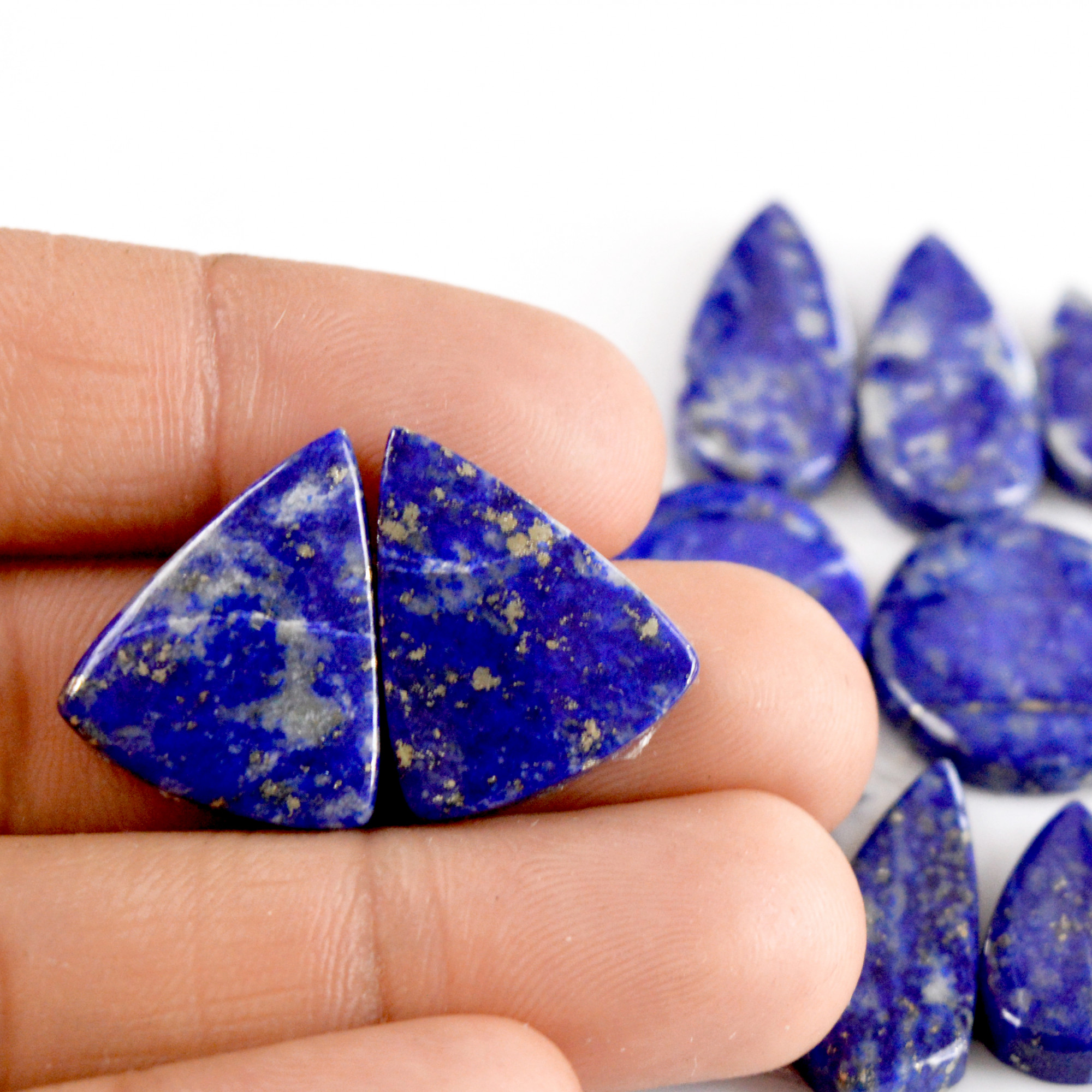 10 Pair 229 Cts Natural Lapis Lazuli Cabochon Gemstone Pairs 18x7-27x11mm 13704