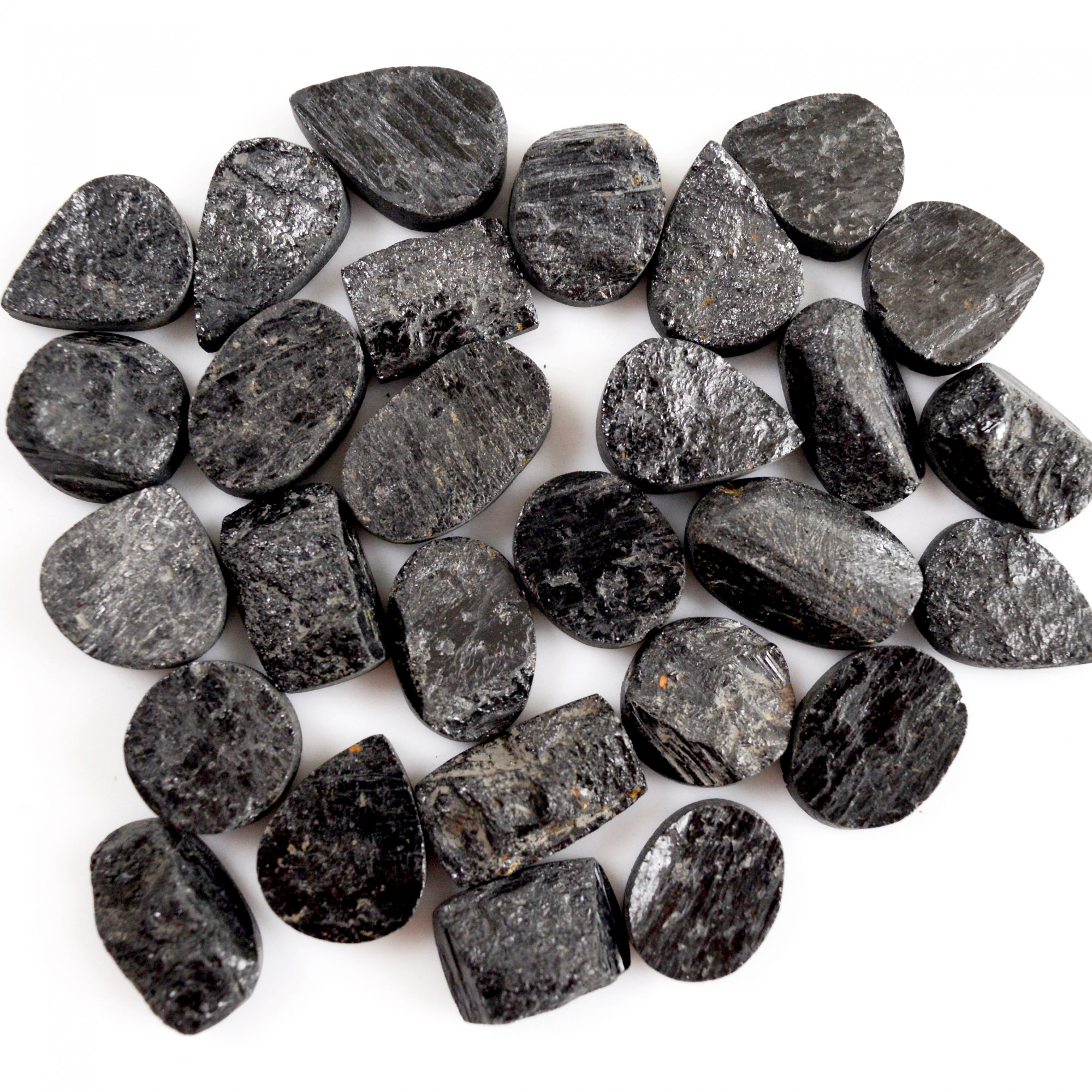 34 Pcs 213 Cts Natural Black Tourmaline Cabochon Gemstone Lot 10x6-16x9mm 13708