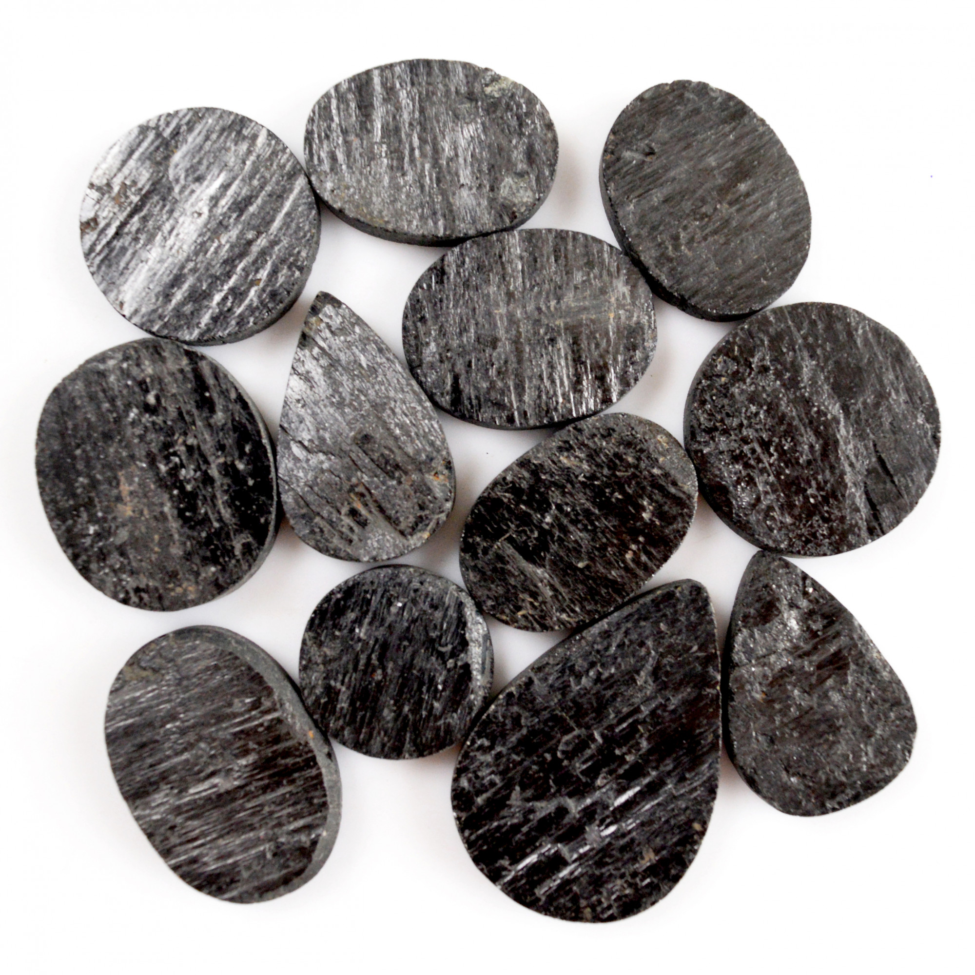 12 Pcs 373 Cts Natural Black Tourmaline Cabochon Gemstone Lot 18x18-35x25mm 13712