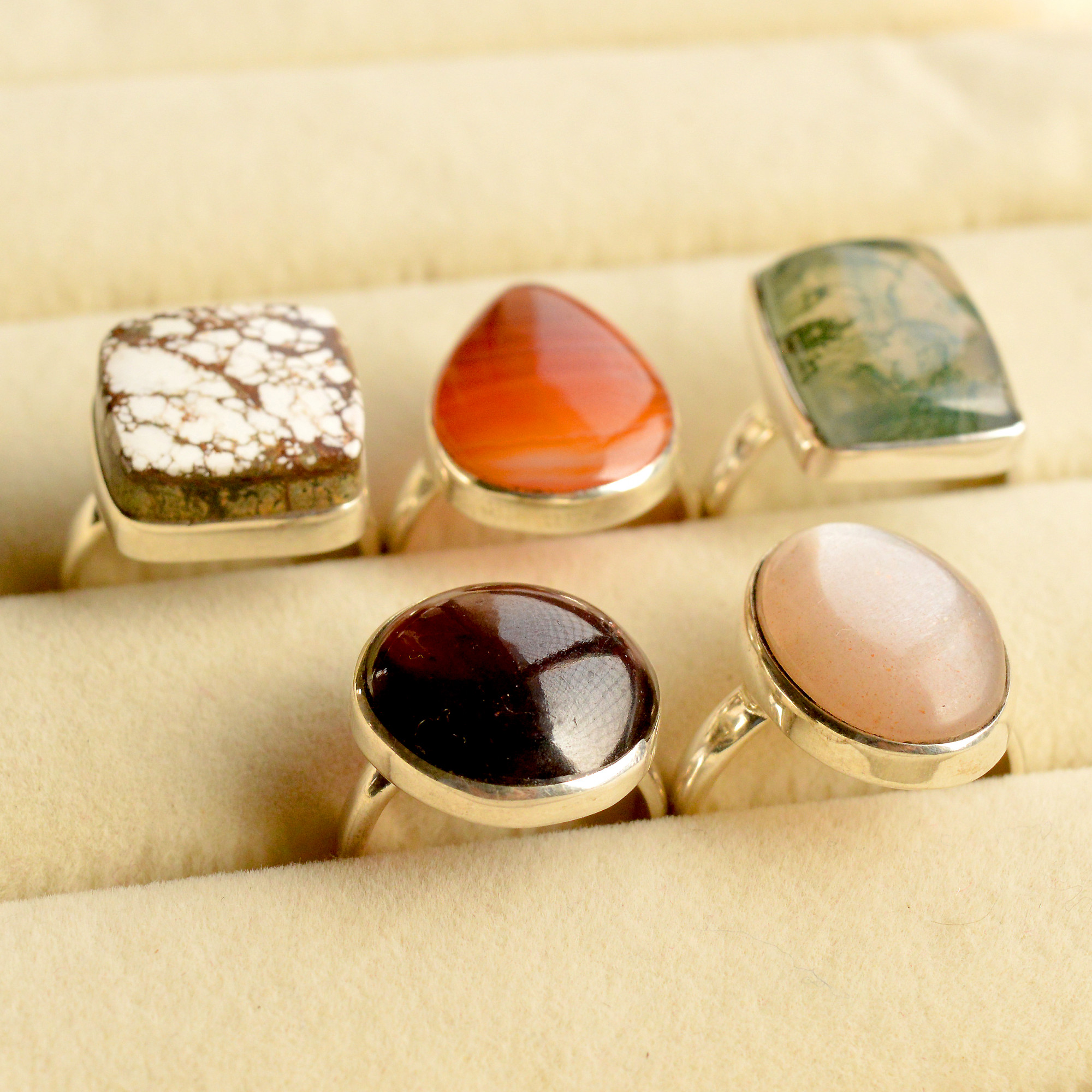 5Pcs 149Cts Natural Mix Gemstone Rings Lot 925 Silver Jewelry Mix Shape 13744