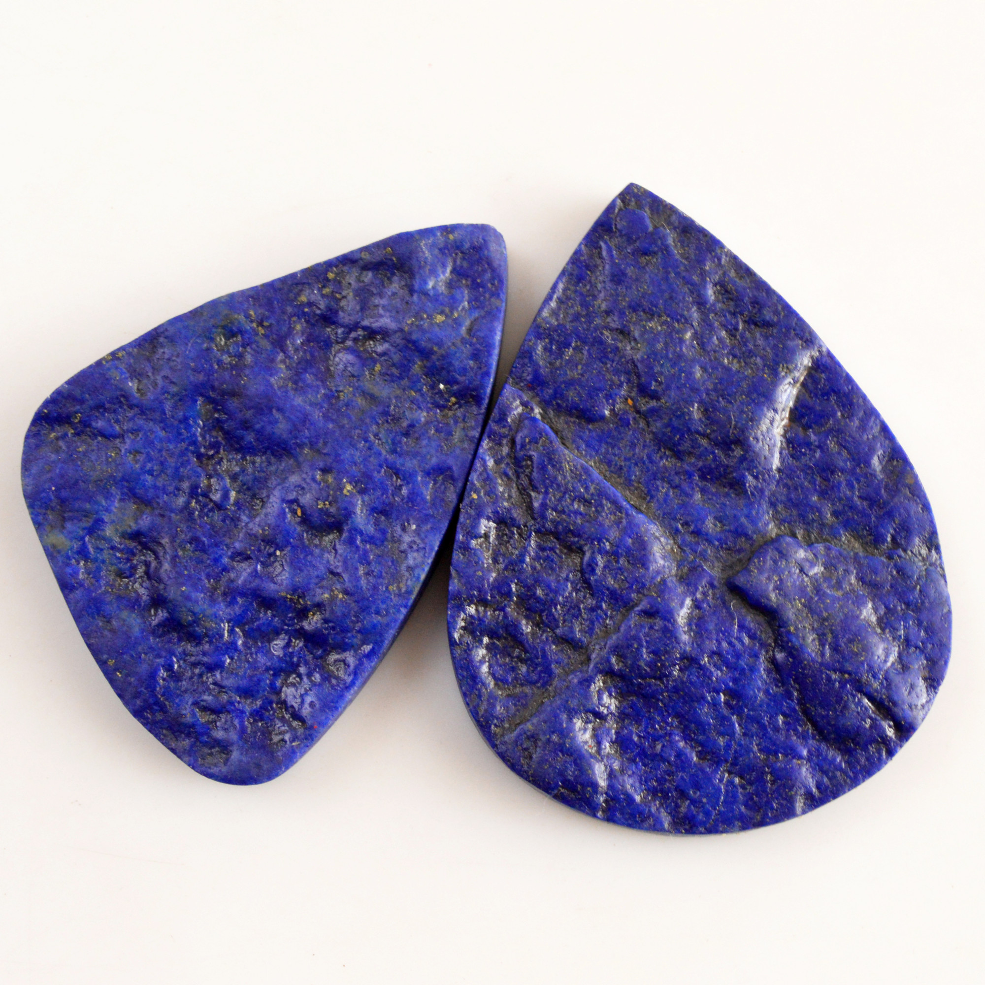 2 Pcs 230 Cts Natural Lapis Lazuli Druzy Gemstone Lot For Jewelry Making 52x38 55x40mm 13769