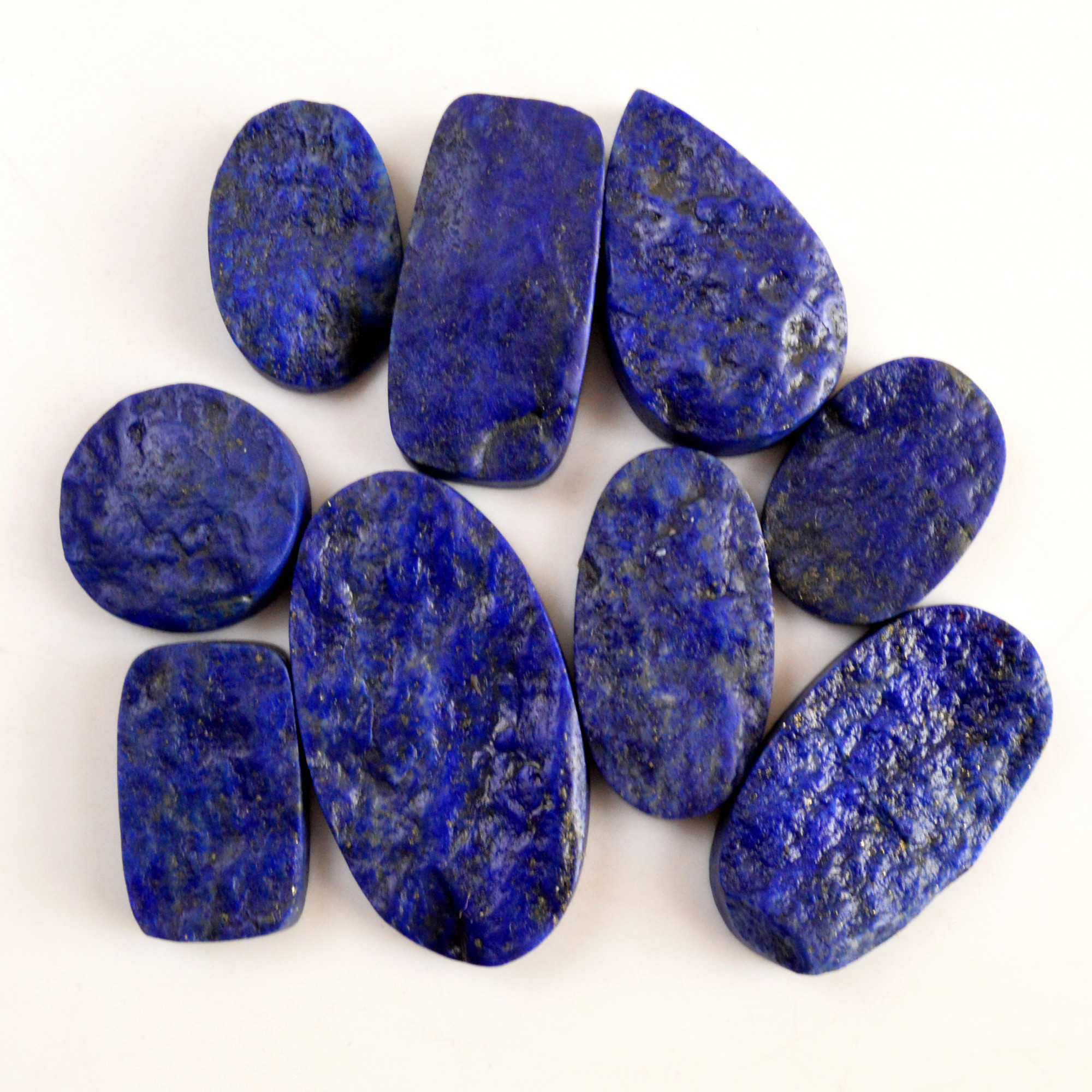 9 Pcs 324 Cts Natural Lapis Lazuli Druzy Gemstone Lot For Jewelry Making 40x20 12x12 mm13778