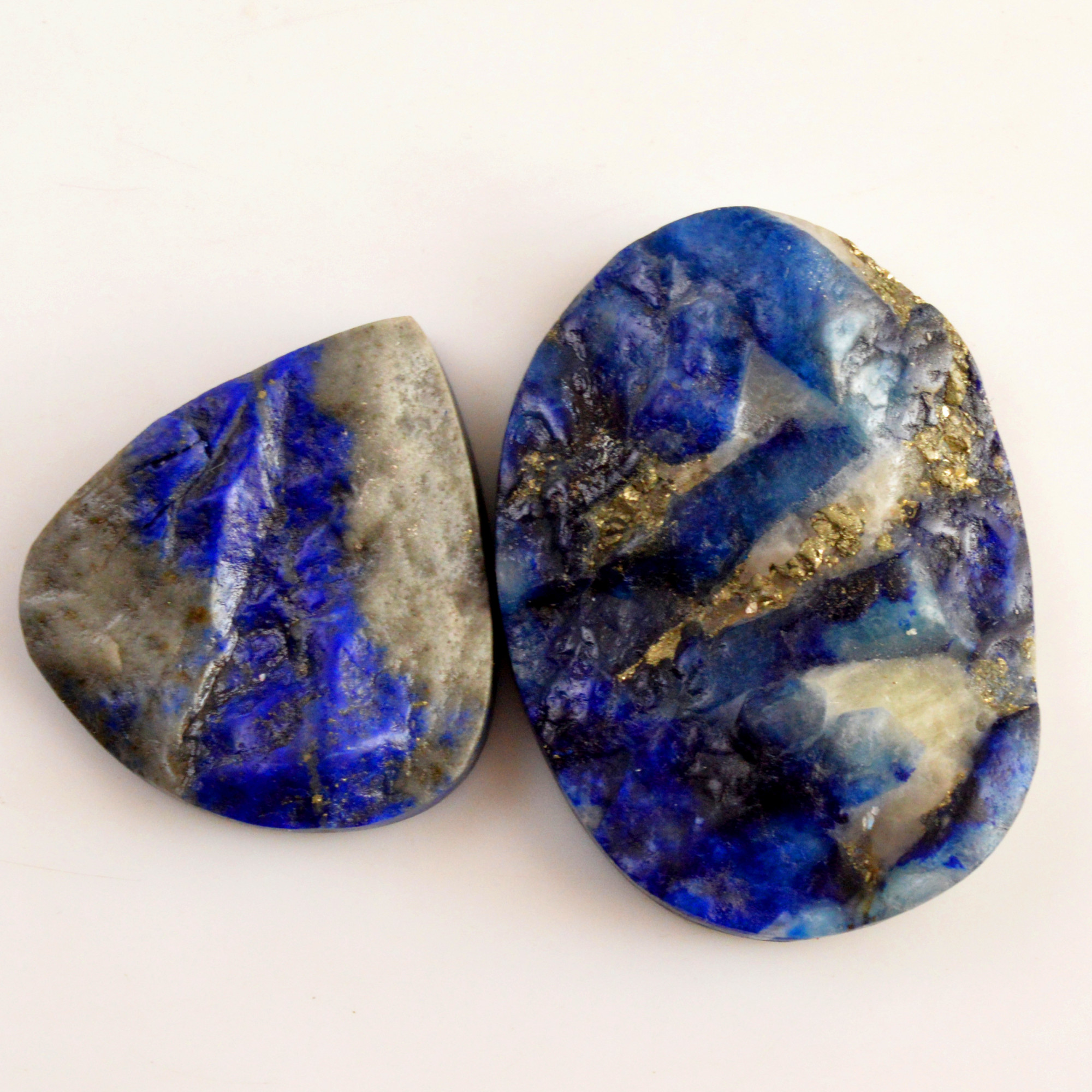 2 Pcs 202 Cts Natural Lapis Lazuli Druzy Gemstone Lot For Jewelry Making 45x32 33x30 mm13779