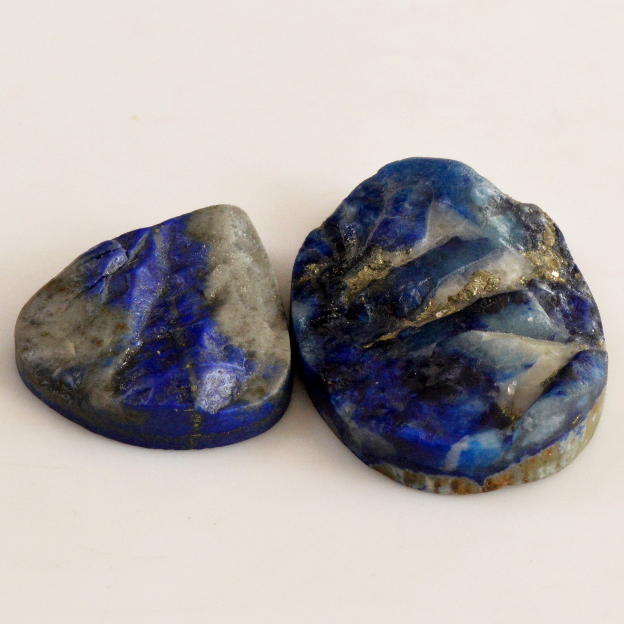 2 Pcs 202 Cts Natural Lapis Lazuli Druzy Gemstone Lot For Jewelry Making 45x32 33x30 mm13779