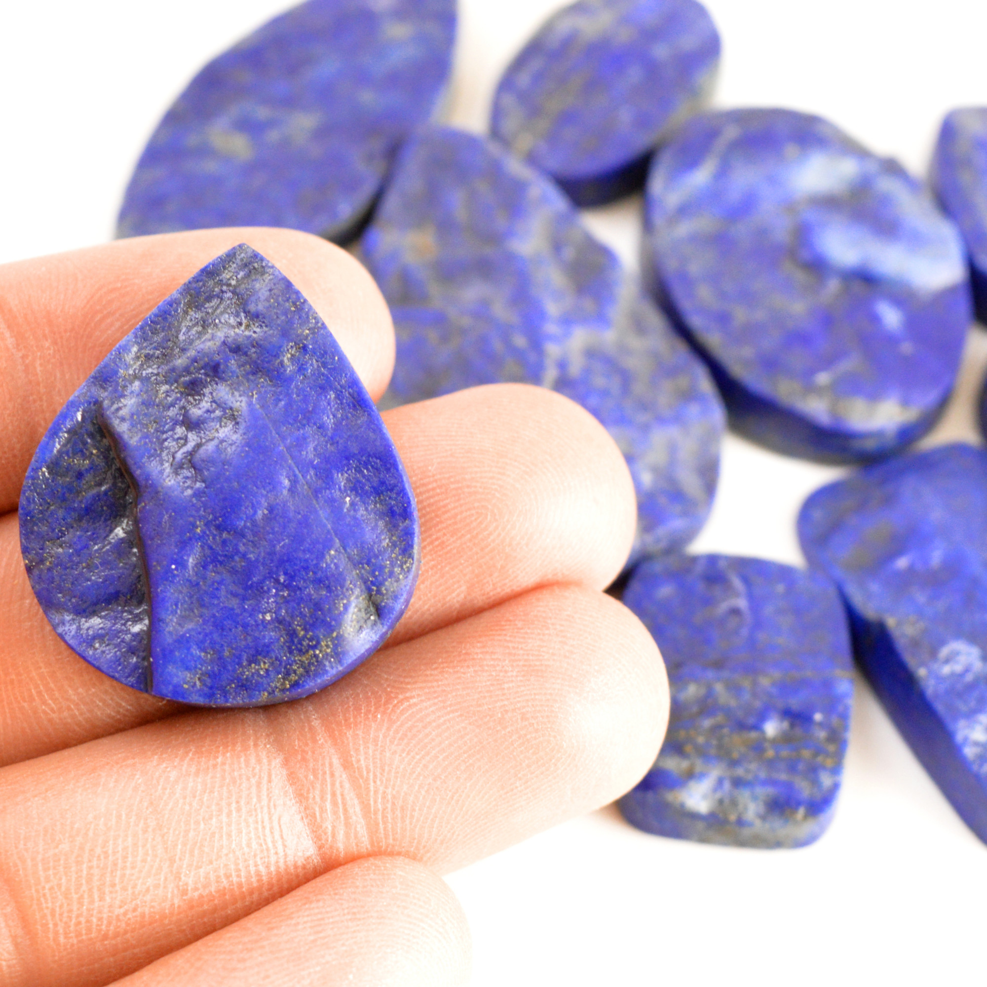 10 Pcs 507 Cts Natural Lapis Lazuli Druzy Gemstone Lot For Jewelry Making 43x30 25x13 mm13782