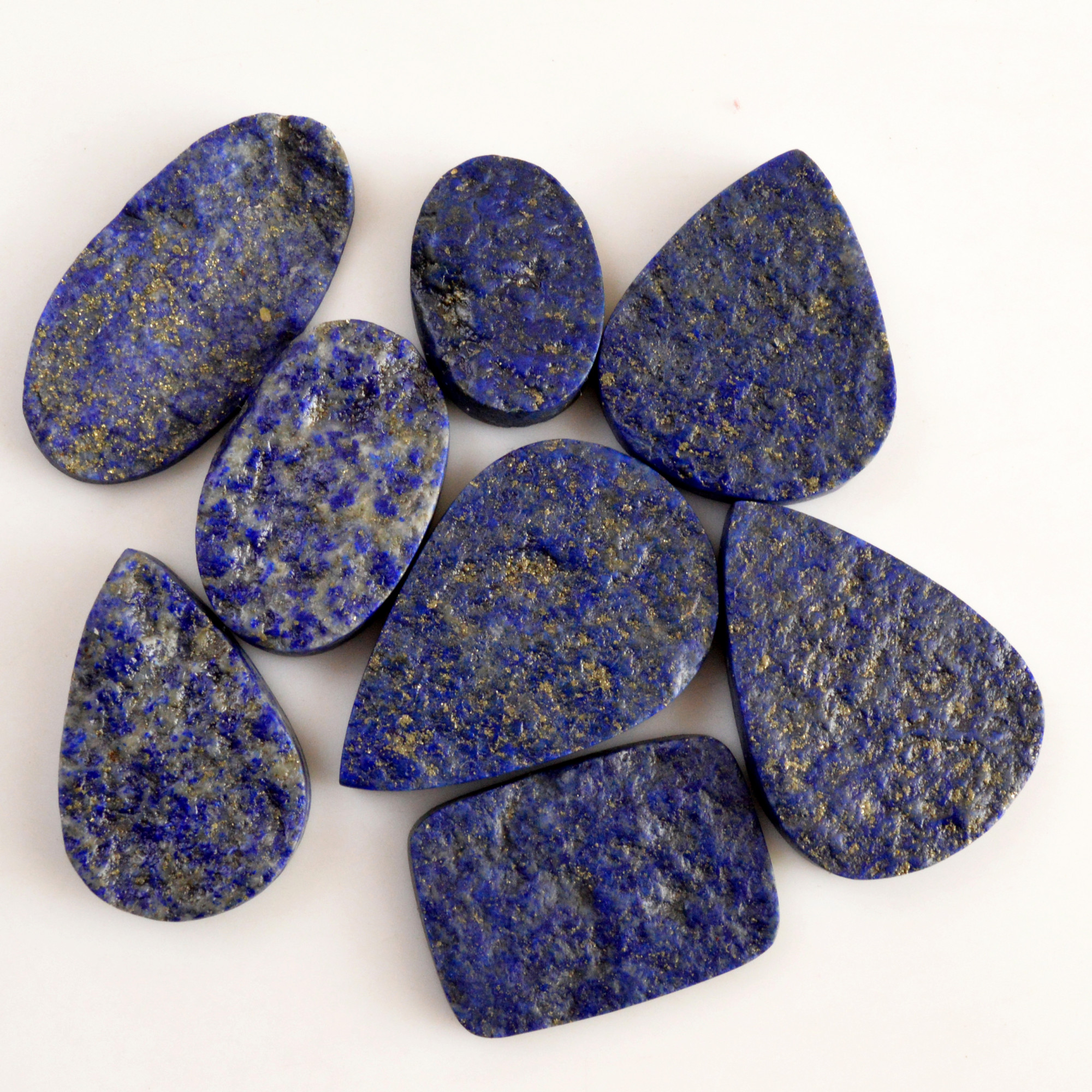 8 Pcs 357 Cts Natural Lapis Lazuli Druzy Gemstone Lot For Jewelry Making 39x20 25x19mm13789