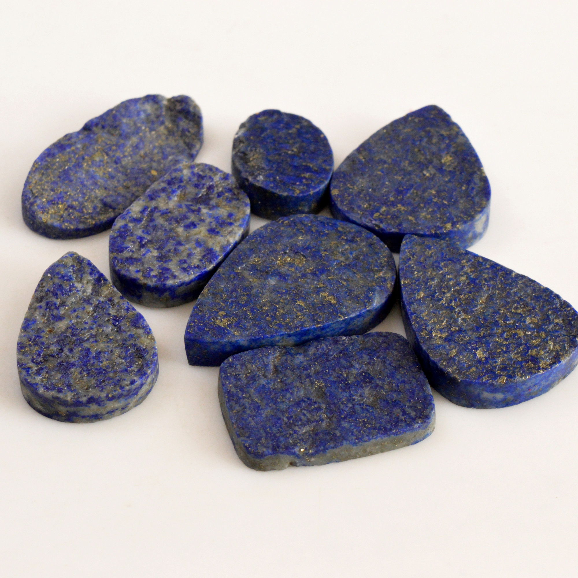 8 Pcs 357 Cts Natural Lapis Lazuli Druzy Gemstone Lot For Jewelry Making 39x20 25x19mm13789