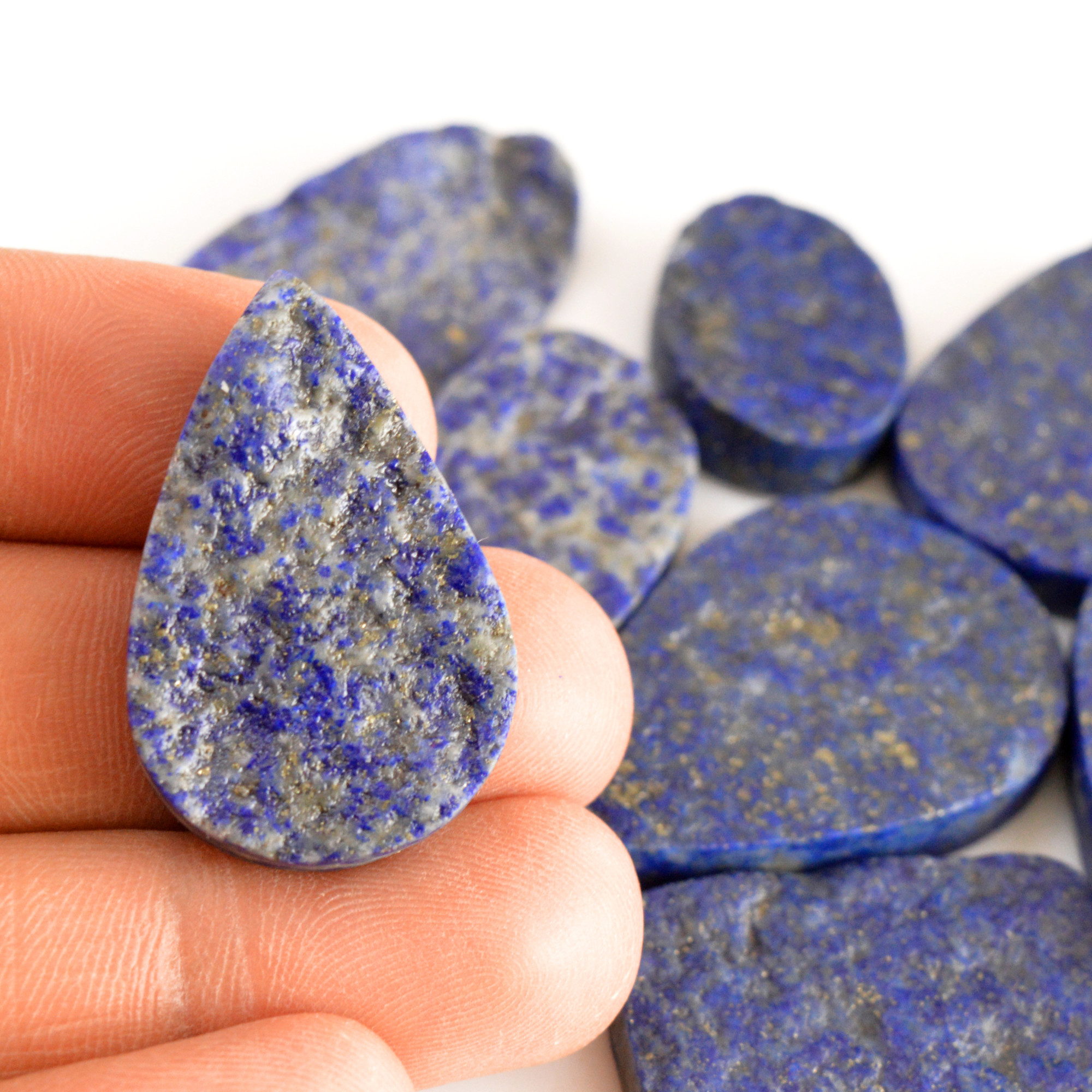 8 Pcs 357 Cts Natural Lapis Lazuli Druzy Gemstone Lot For Jewelry Making 39x20 25x19mm13789