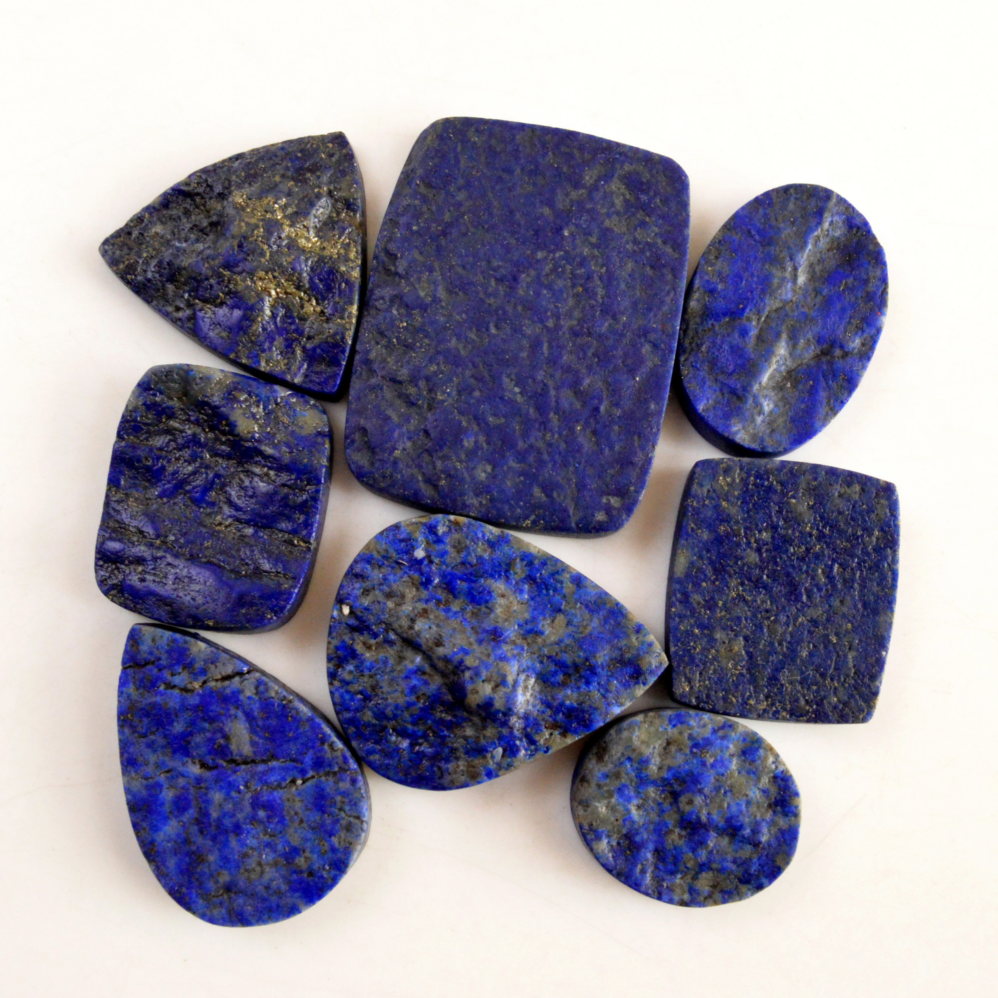 8 Pcs 340 Cts Natural Lapis Lazuli Druzy Gemstone Lot For Jewelry Making 40x30 20x18mm13790