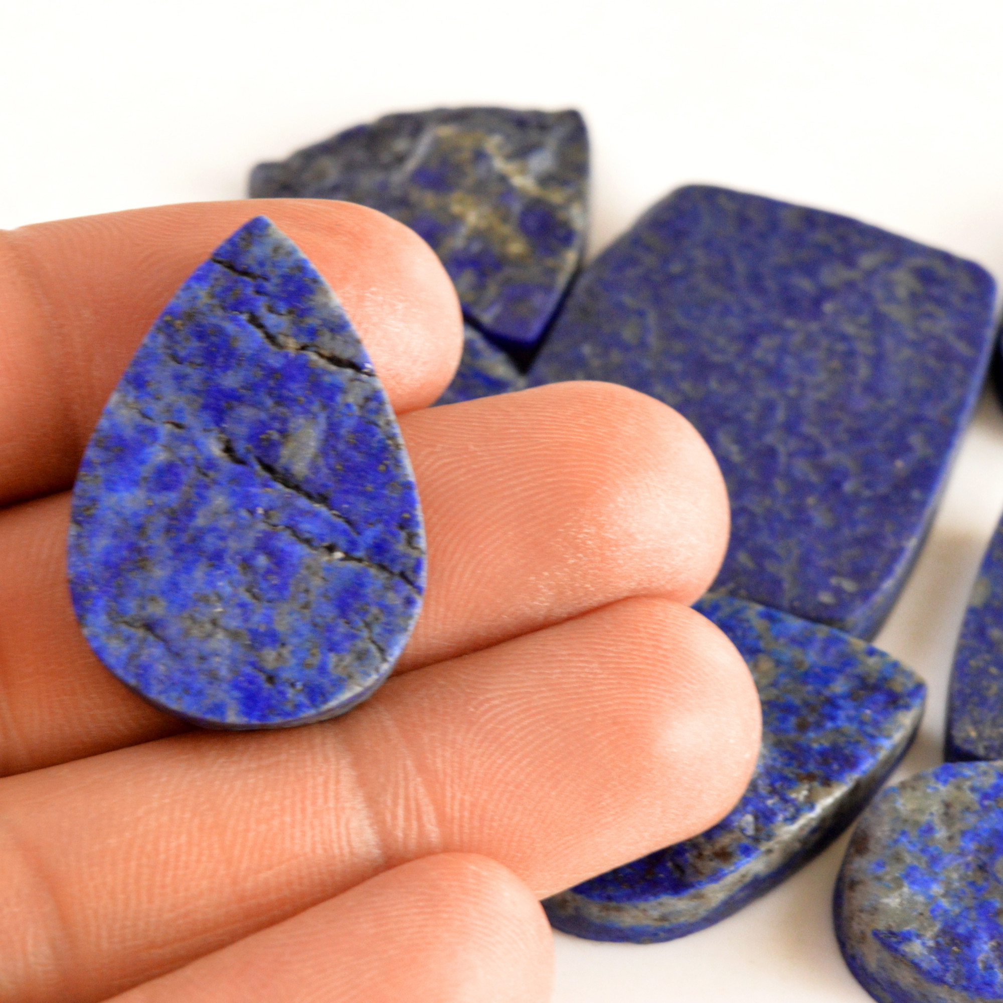 8 Pcs 340 Cts Natural Lapis Lazuli Druzy Gemstone Lot For Jewelry Making 40x30 20x18mm13790