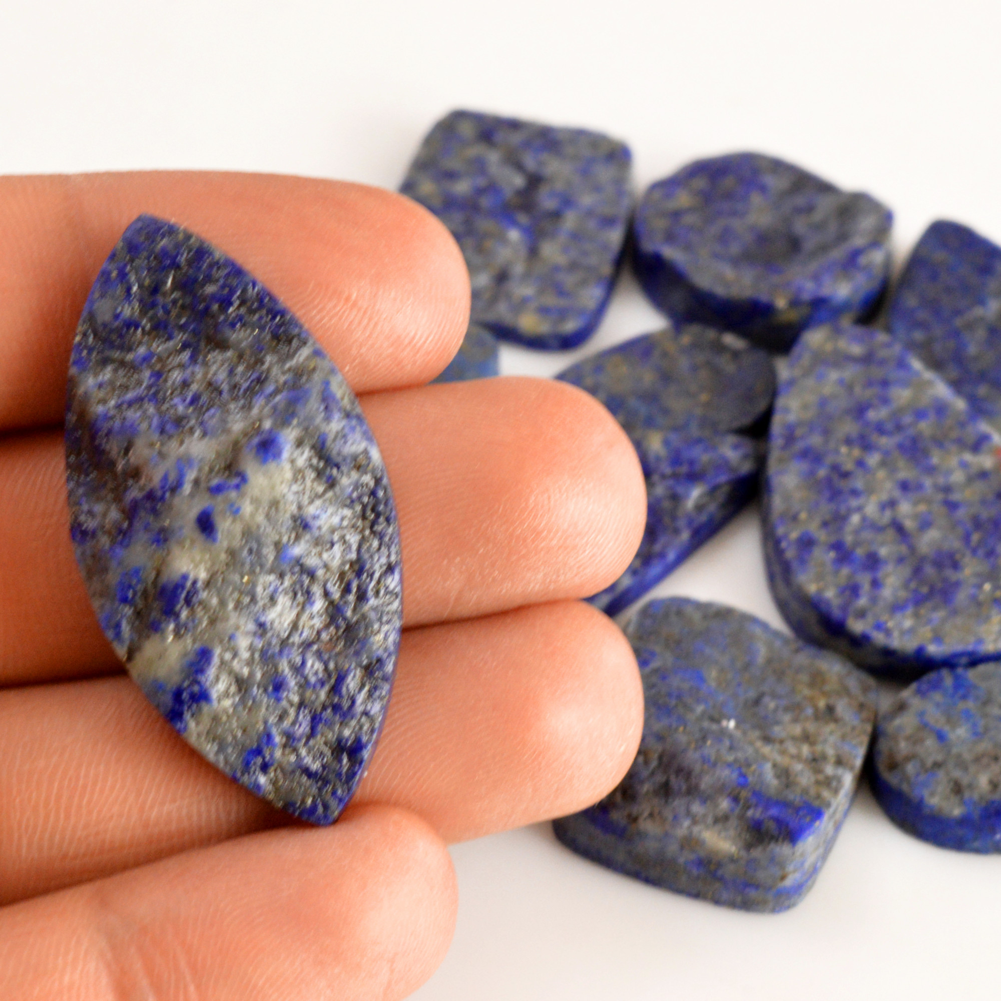 9 Pcs 300 Cts Natural Lapis Lazuli Druzy Gemstone Lot For Jewelry Making 41x20 21x13mm13791