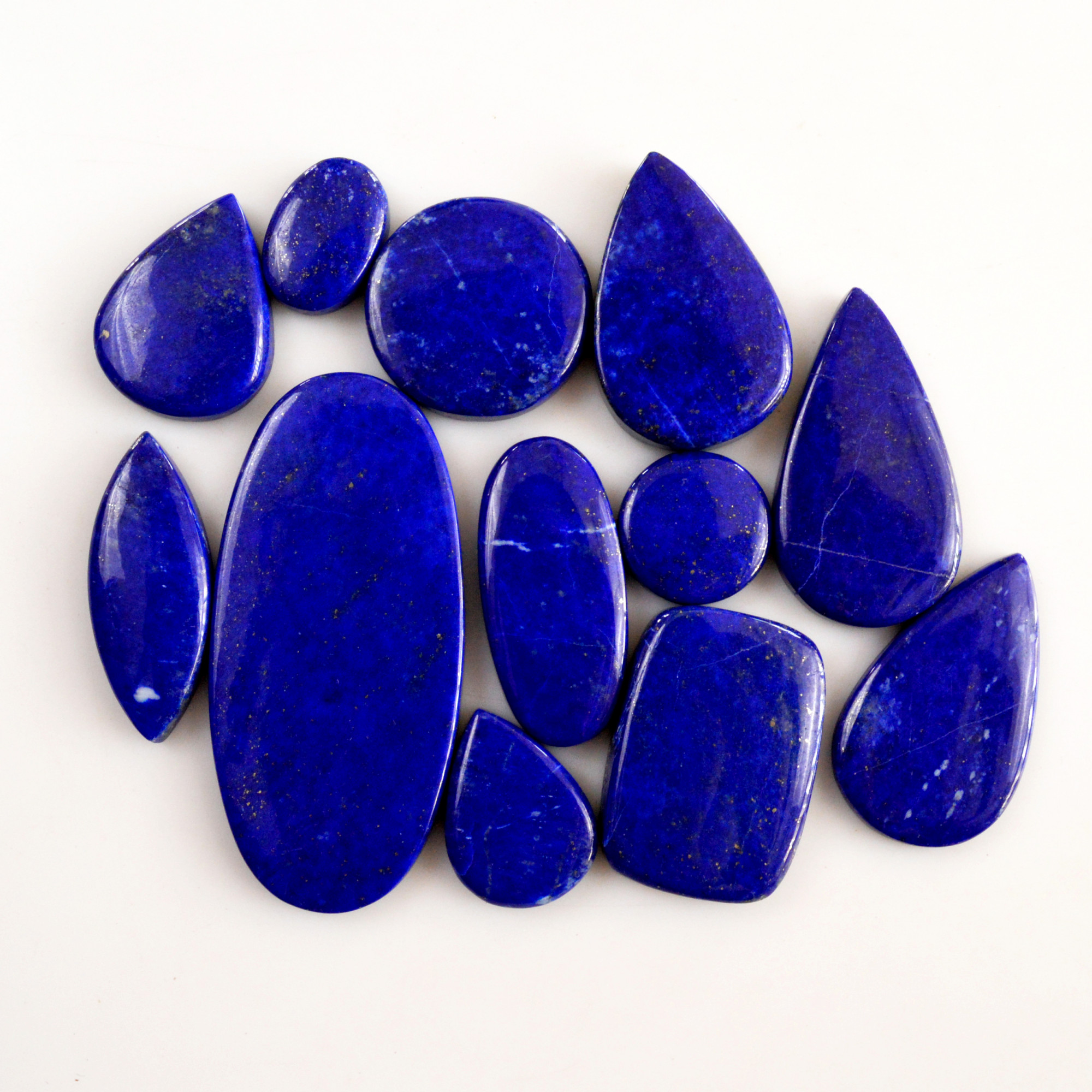 12 Pcs 312 Cts Natural Lapis Lazuli Cabochon Gemstone Lot For Jewelry Making 16x10-53x24mm14060