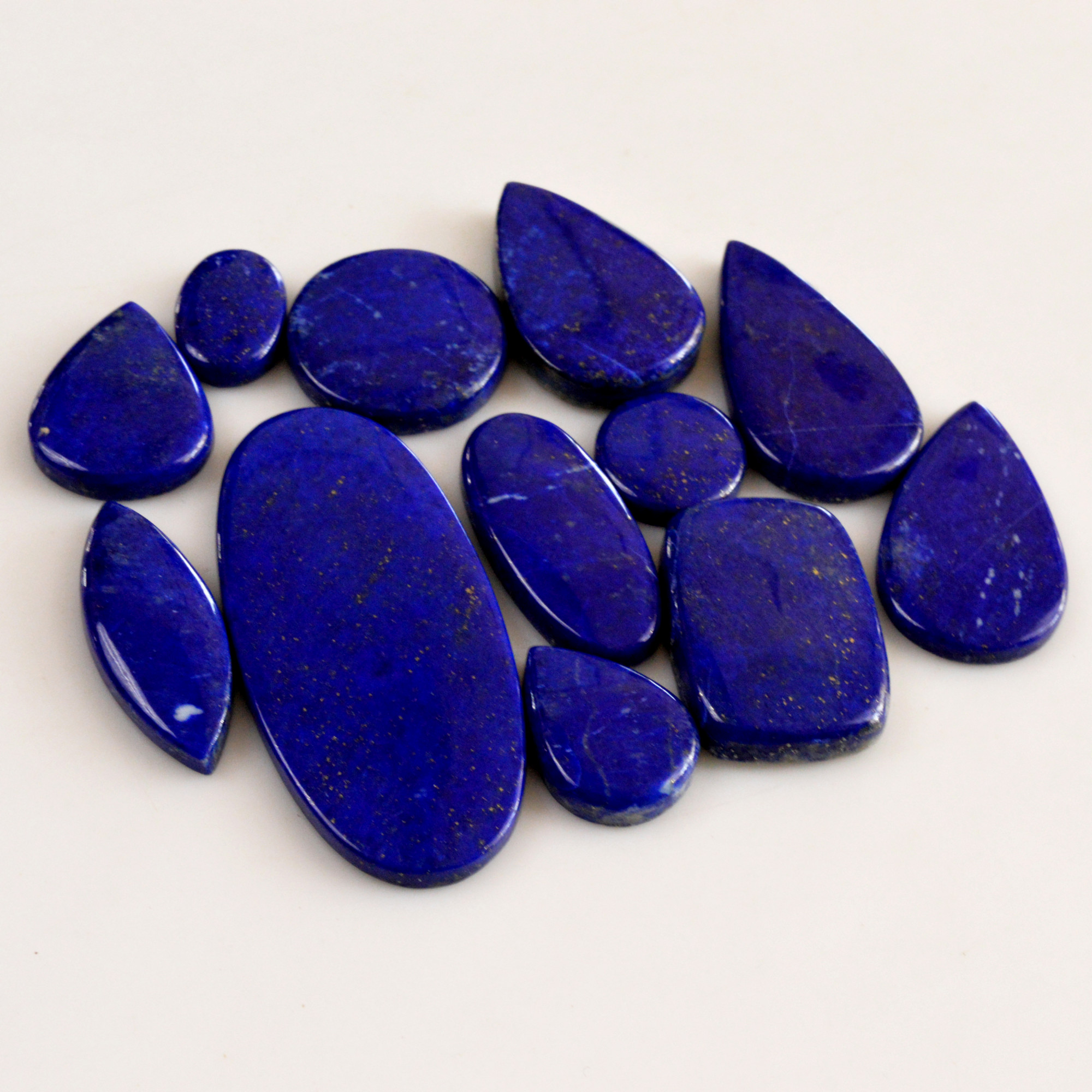 12 Pcs 312 Cts Natural Lapis Lazuli Cabochon Gemstone Lot For Jewelry Making 16x10-53x24mm14060