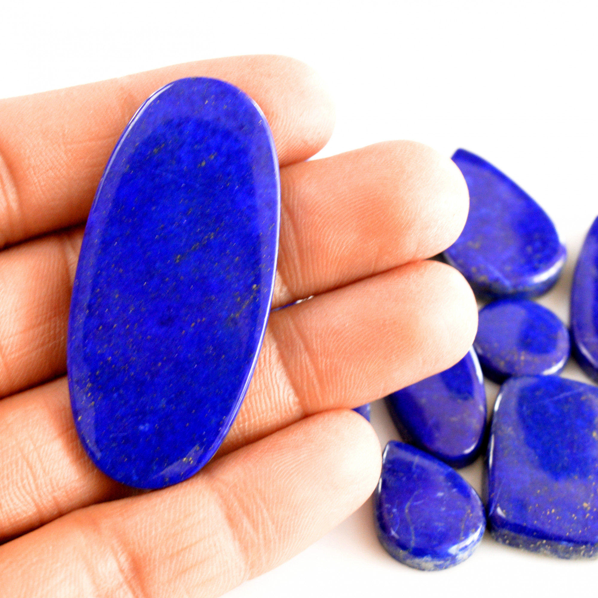 12 Pcs 312 Cts Natural Lapis Lazuli Cabochon Gemstone Lot For Jewelry Making 16x10-53x24mm14060