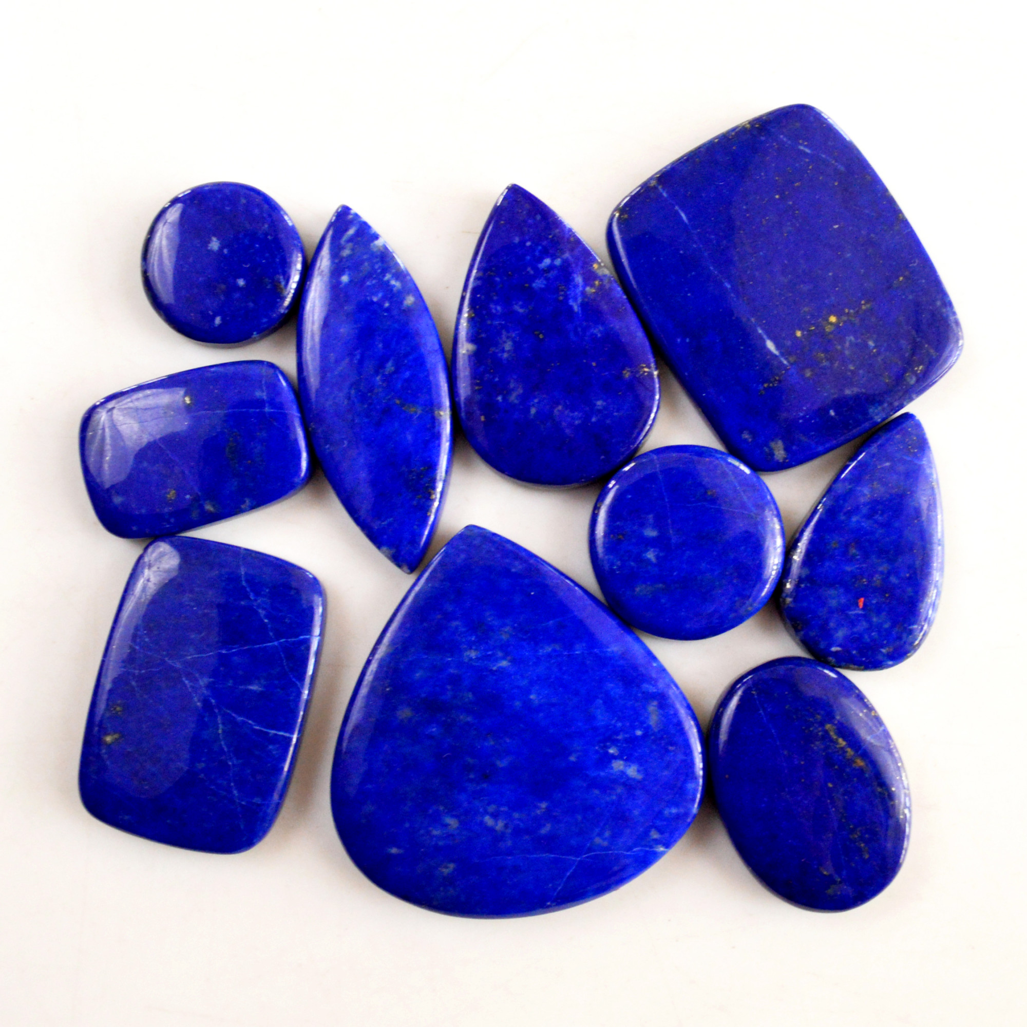 10 Pcs 324 Cts Natural Lapis Lazuli Cabochon Gemstone Lot For Jewelry Making 15x15-36x35mm14061