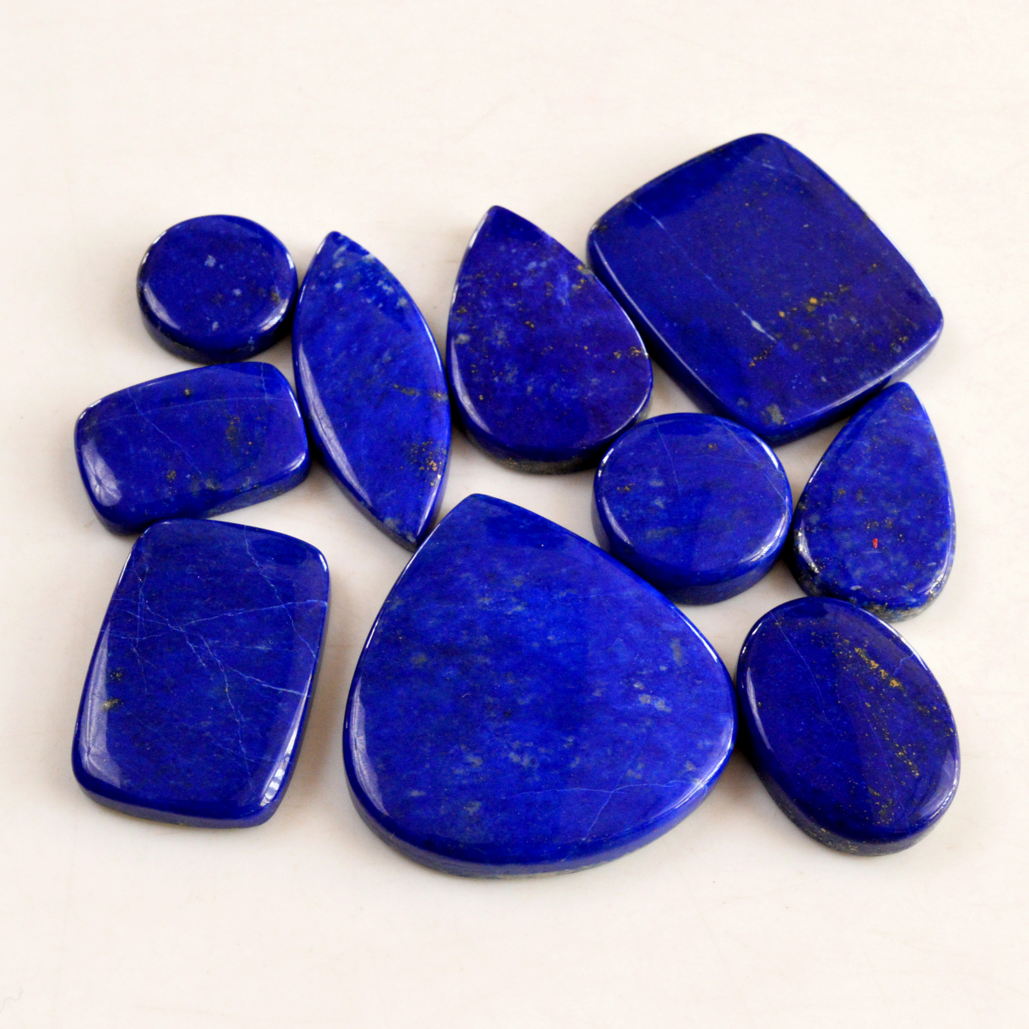 10 Pcs 324 Cts Natural Lapis Lazuli Cabochon Gemstone Lot For Jewelry Making 15x15-36x35mm14061