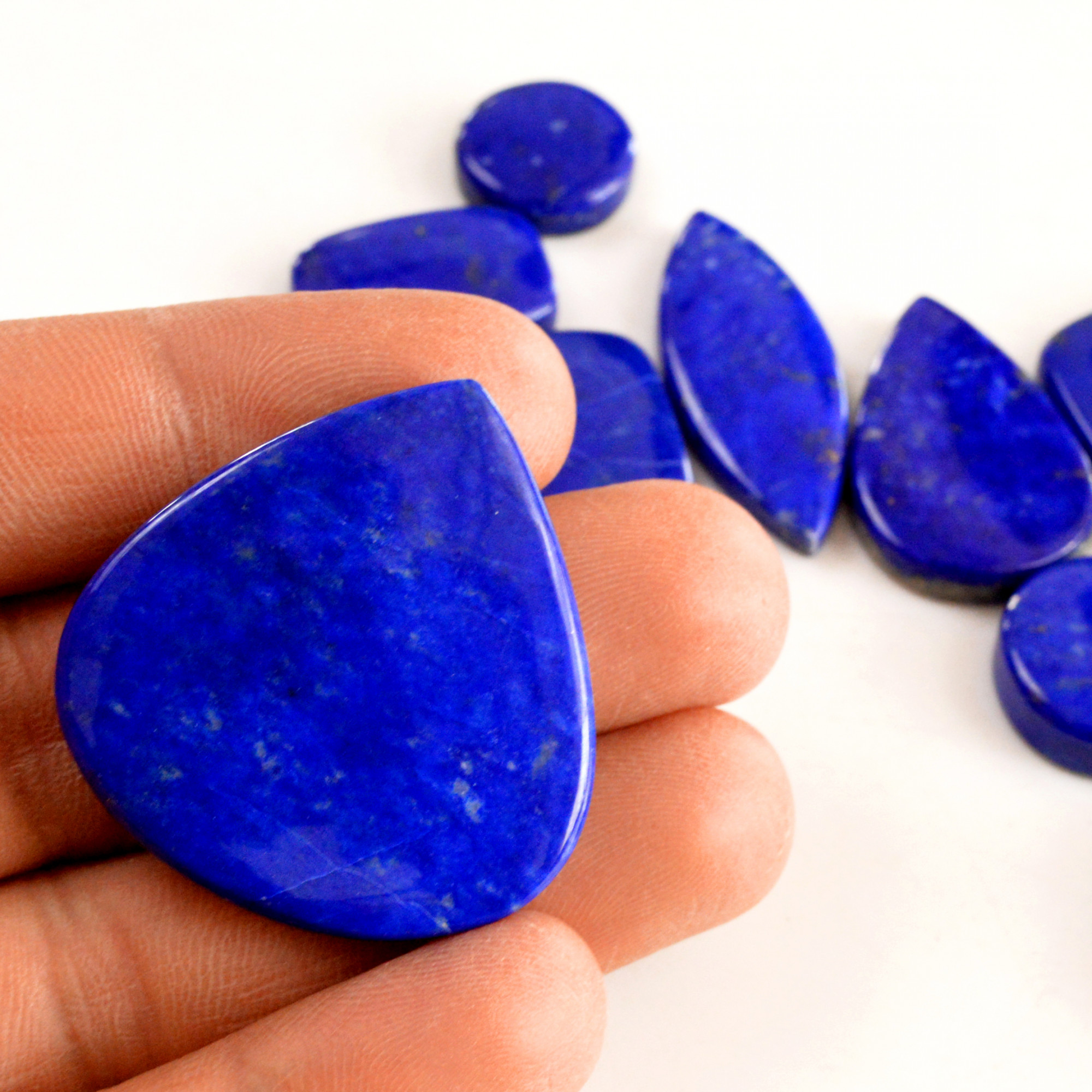 10 Pcs 324 Cts Natural Lapis Lazuli Cabochon Gemstone Lot For Jewelry Making 15x15-36x35mm14061