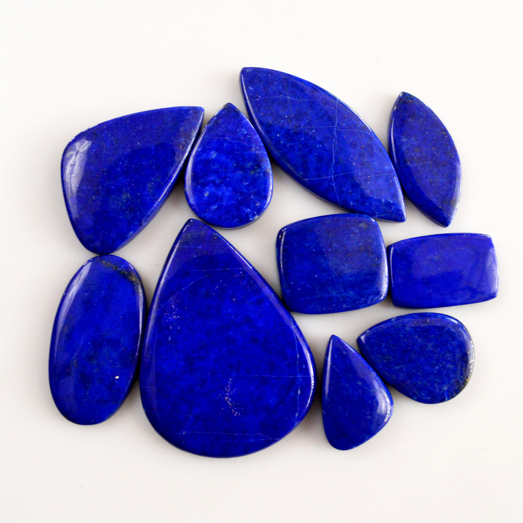 10 Pcs 268 Cts Natural Lapis Lazuli Cabochon Gemstone Lot For Jewelry Making 20x12-44x32mm14062