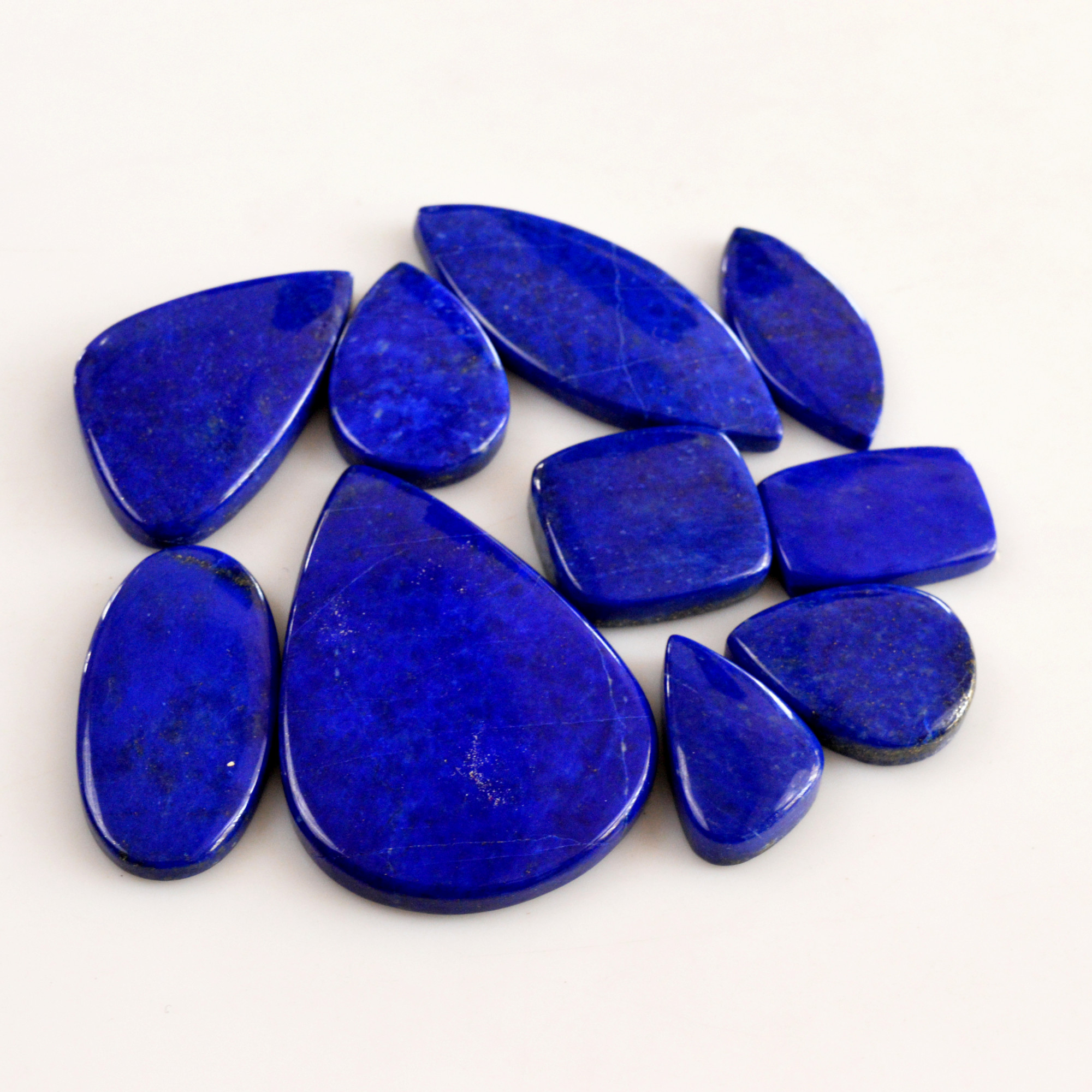 10 Pcs 268 Cts Natural Lapis Lazuli Cabochon Gemstone Lot For Jewelry Making 20x12-44x32mm14062