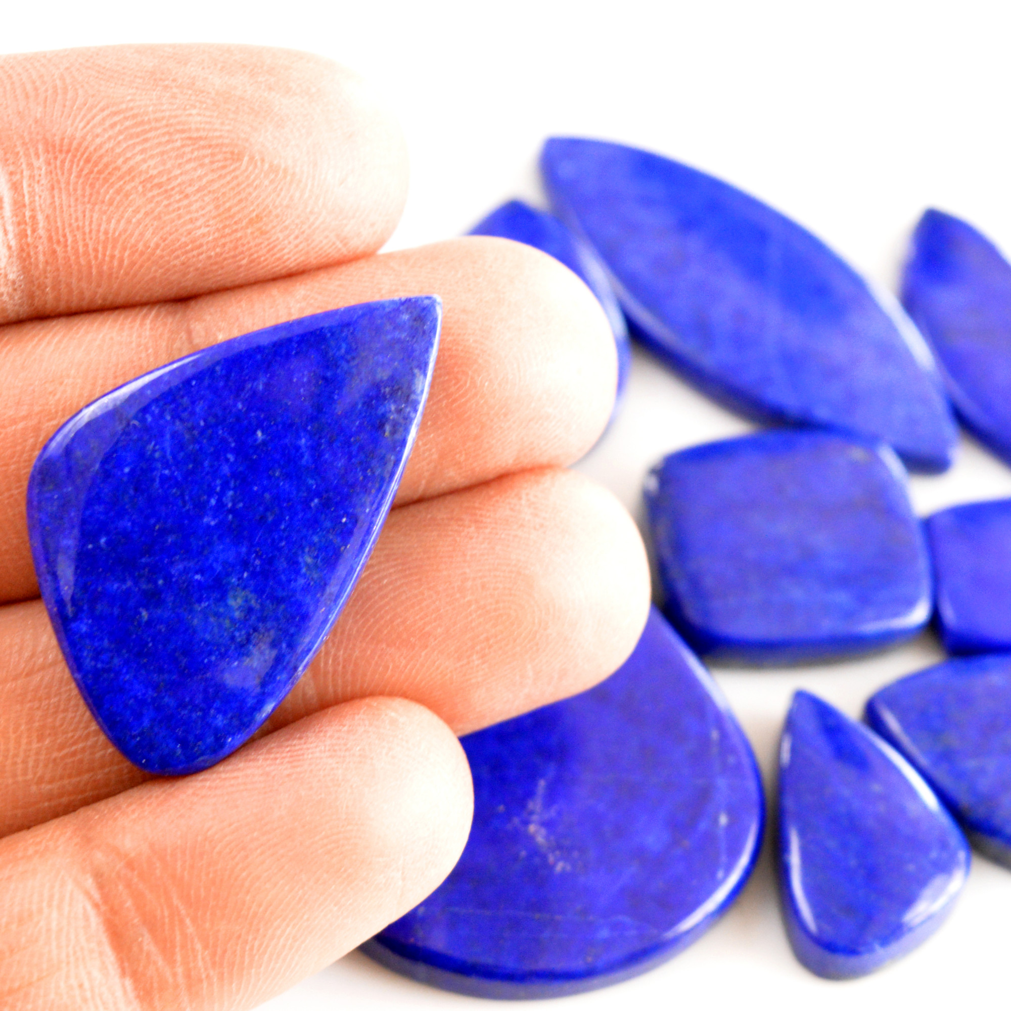 10 Pcs 268 Cts Natural Lapis Lazuli Cabochon Gemstone Lot For Jewelry Making 20x12-44x32mm14062