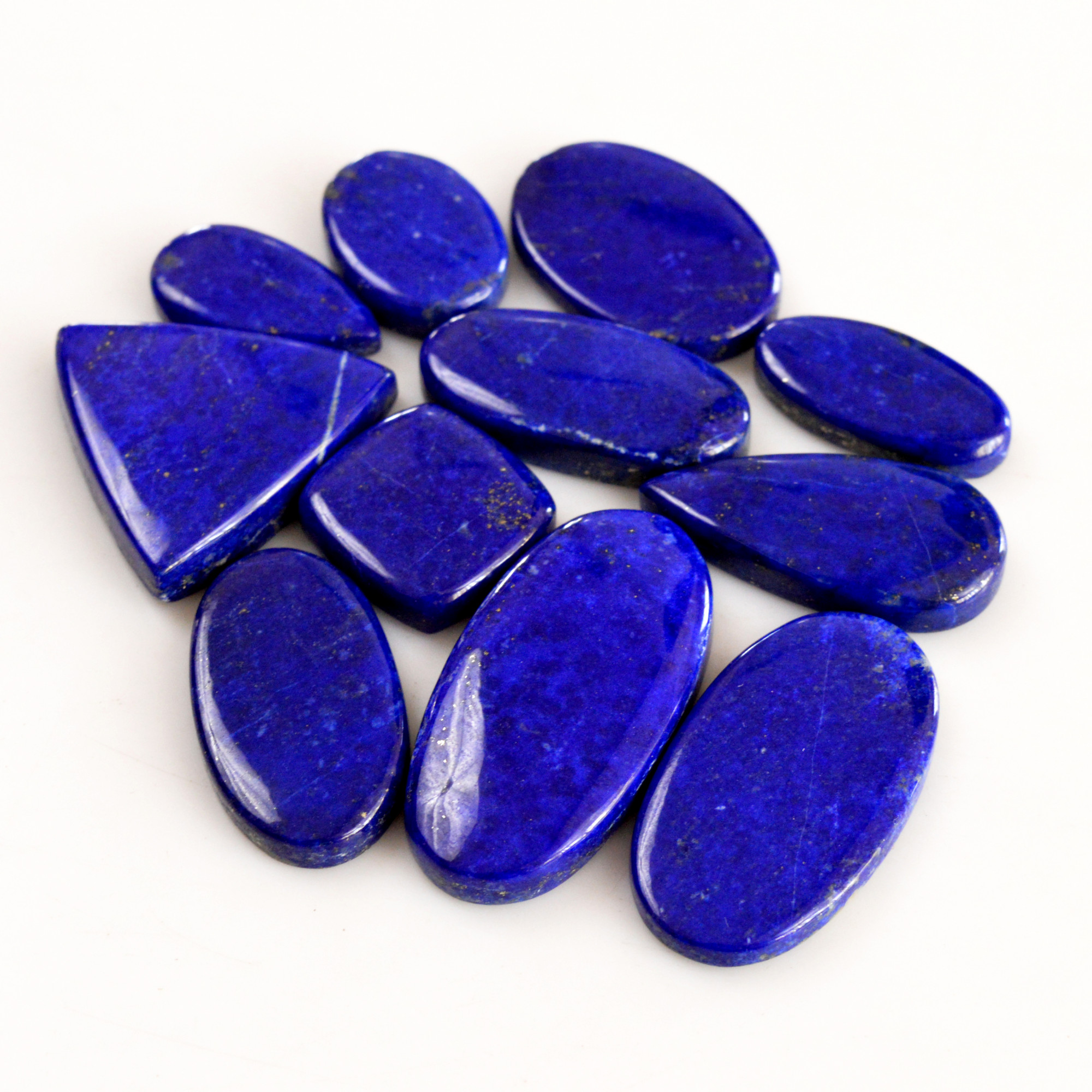 11 Pcs 239 Cts Natural Lapis Lazuli Cabochon Gemstone Lot For Jewelry Making 20x10-35x17mm14064