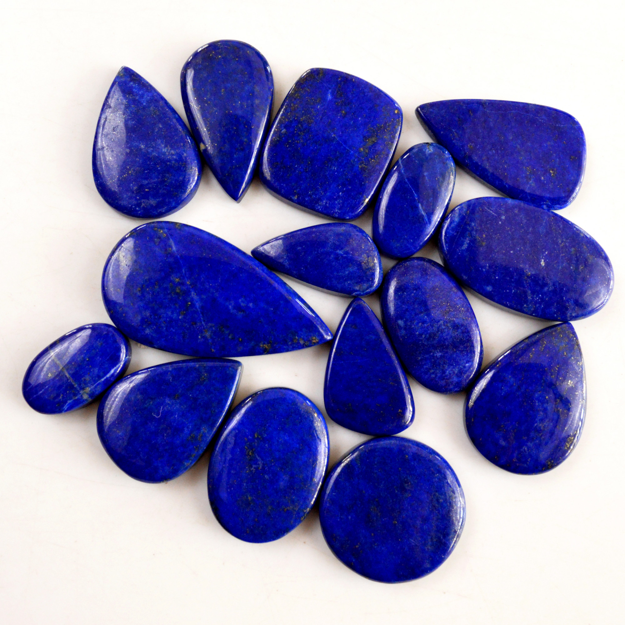 15 Pcs 306 Cts Natural Lapis Lazuli Cabochon Gemstone Lot For Jewelry Making 19x10-37x19mm14067