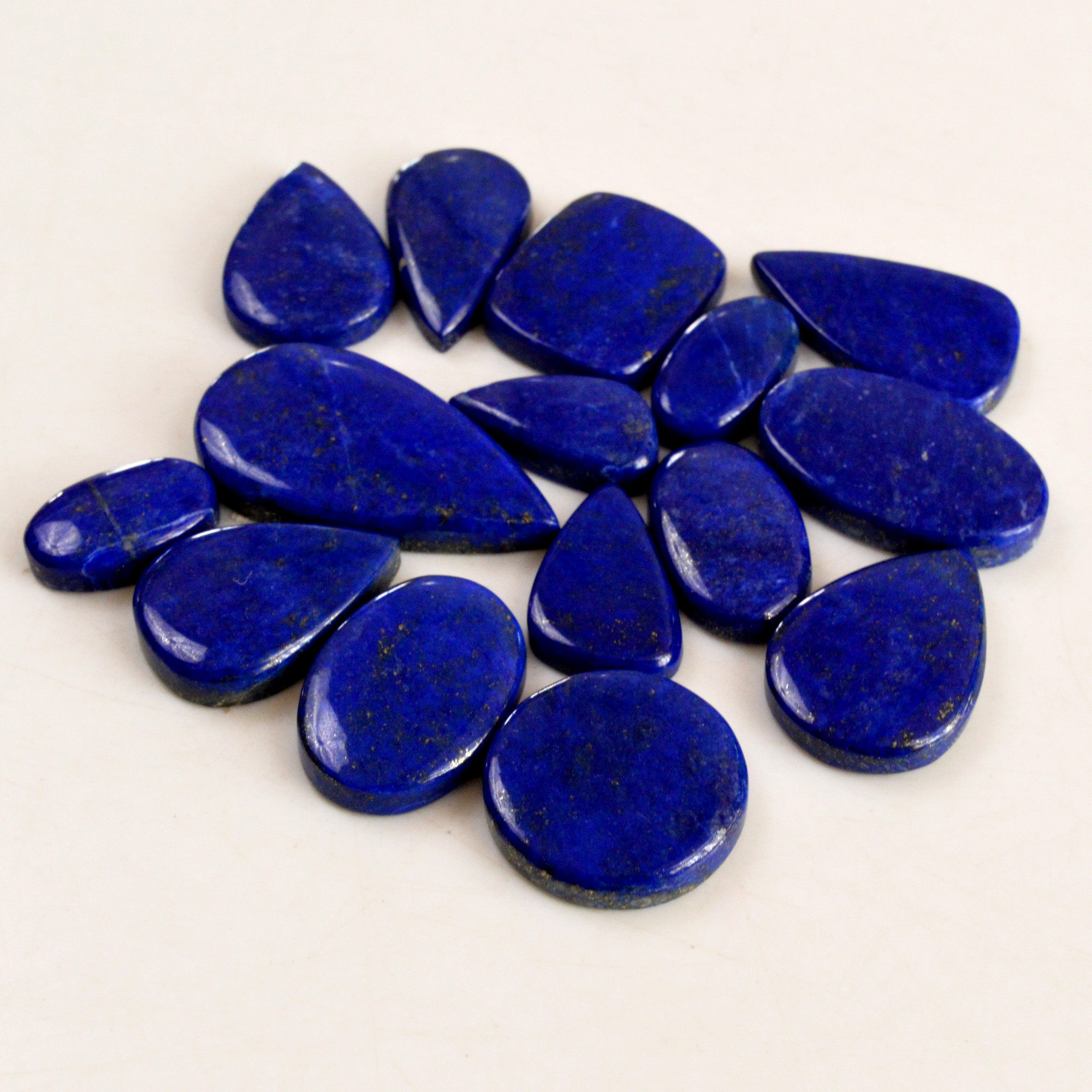 15 Pcs 306 Cts Natural Lapis Lazuli Cabochon Gemstone Lot For Jewelry Making 19x10-37x19mm14067