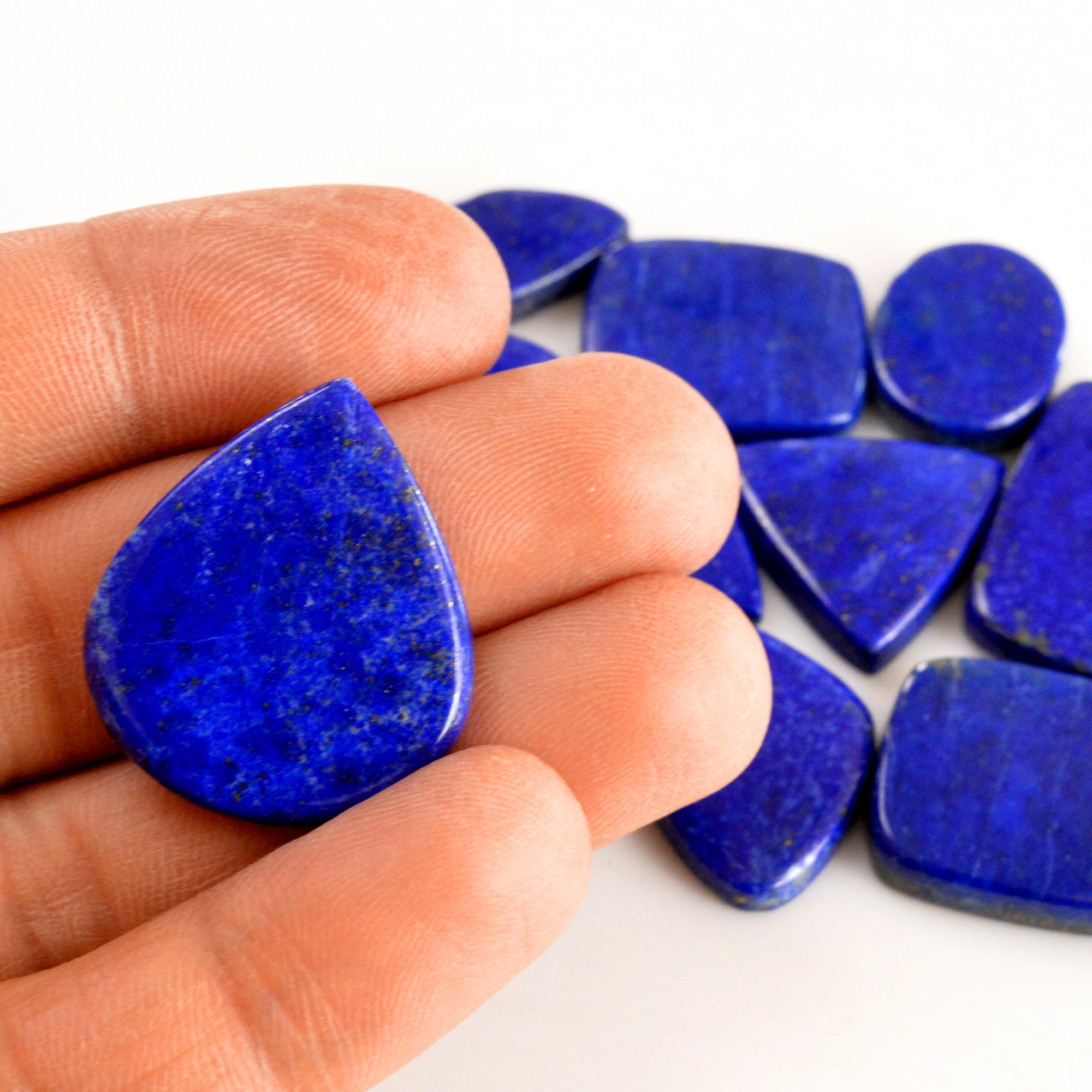 11 Pcs 270 Cts Natural Lapis Lazuli Cabochon Gemstone Lot For Jewelry Making 19x13-27x23mm14068