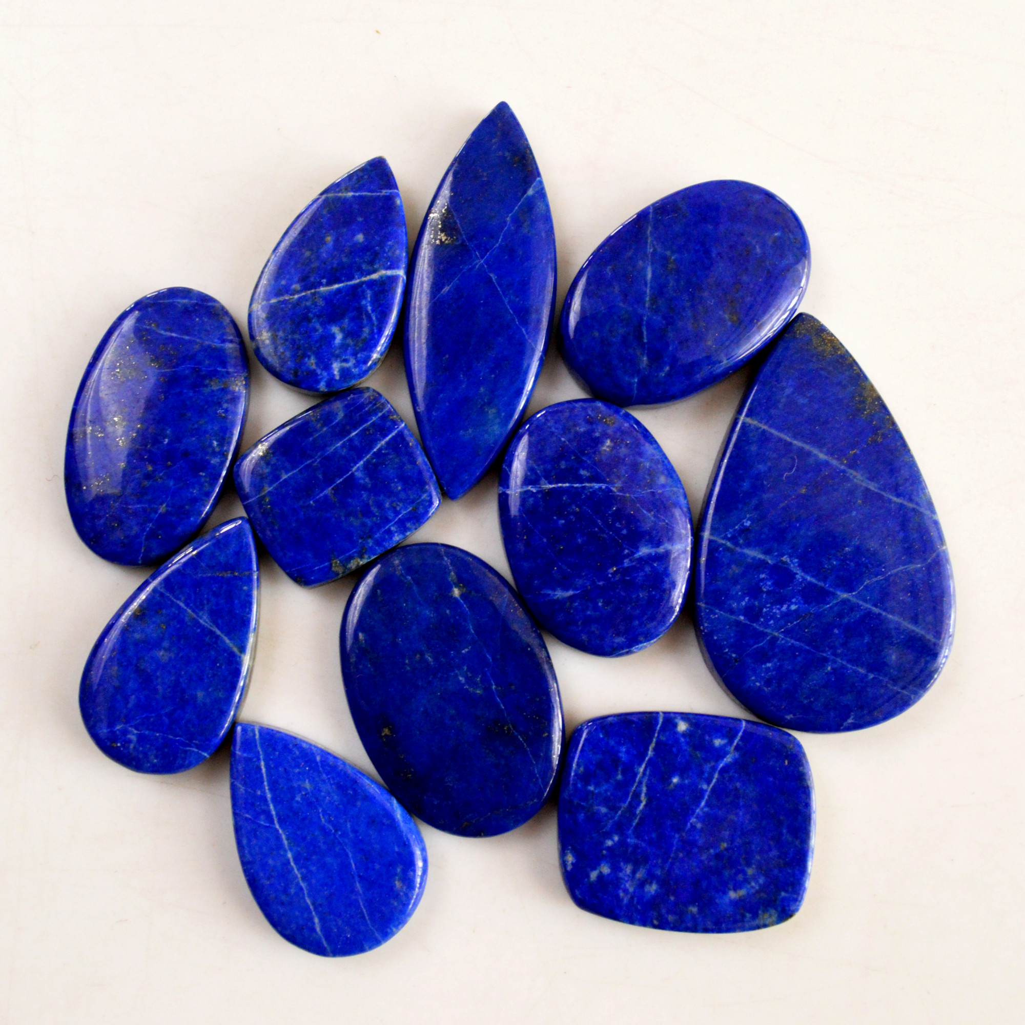 11 Pcs 272 Cts Natural Lapis Lazuli Cabochon Gemstone Lot For Jewelry Making 16x15-39x24mm14069