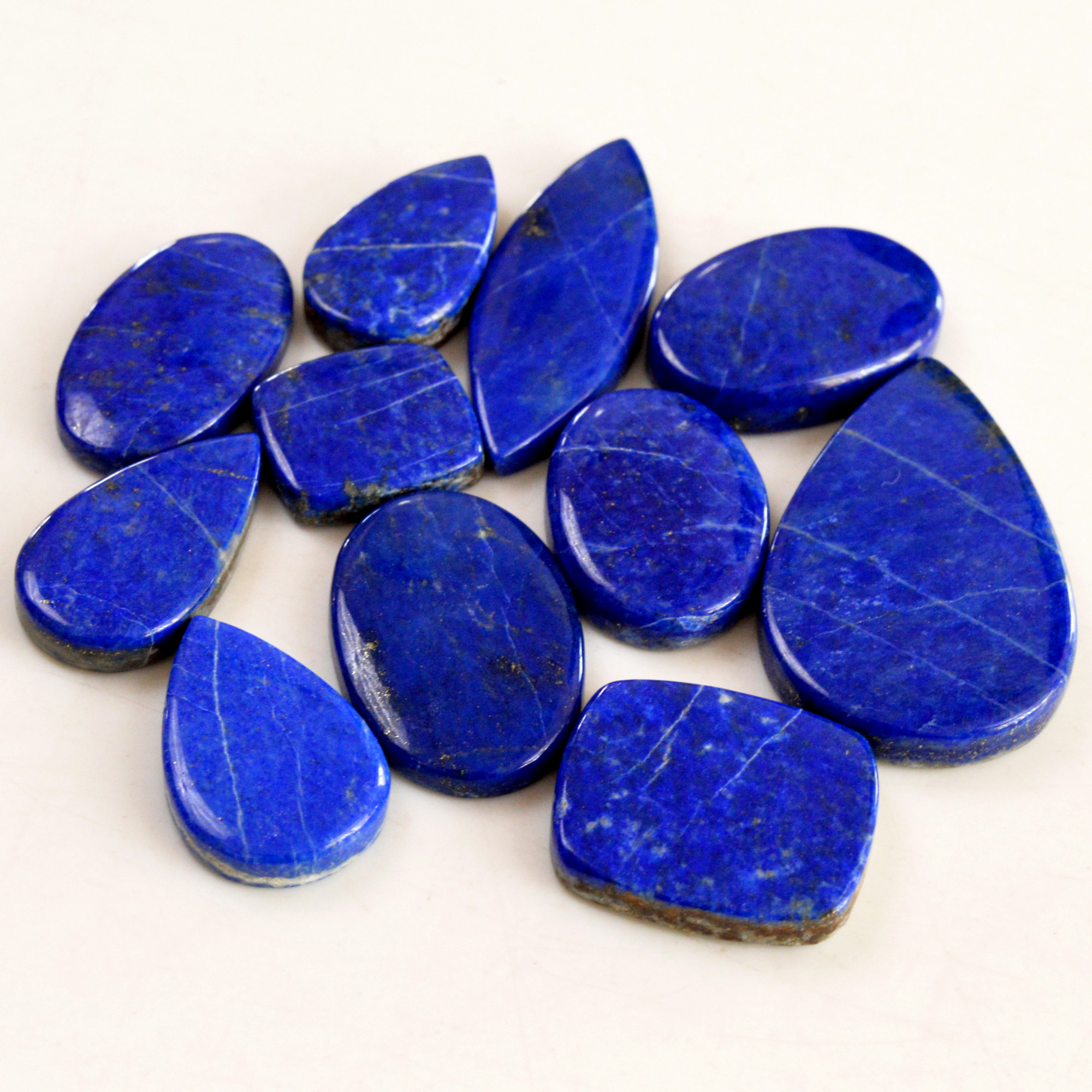 11 Pcs 272 Cts Natural Lapis Lazuli Cabochon Gemstone Lot For Jewelry Making 16x15-39x24mm14069