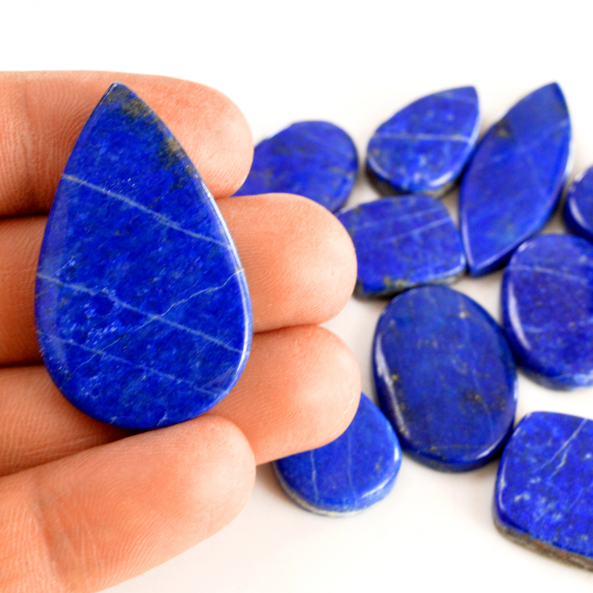 11 Pcs 272 Cts Natural Lapis Lazuli Cabochon Gemstone Lot For Jewelry Making 16x15-39x24mm14069