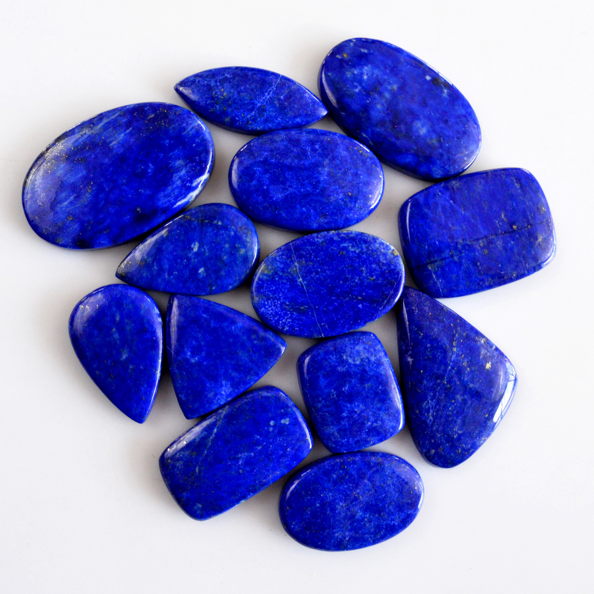 13 Pcs 343 Cts Natural Lapis Lazuli Cabochon Gemstone Lot For Jewelry Making 25x15-35x22mm14070