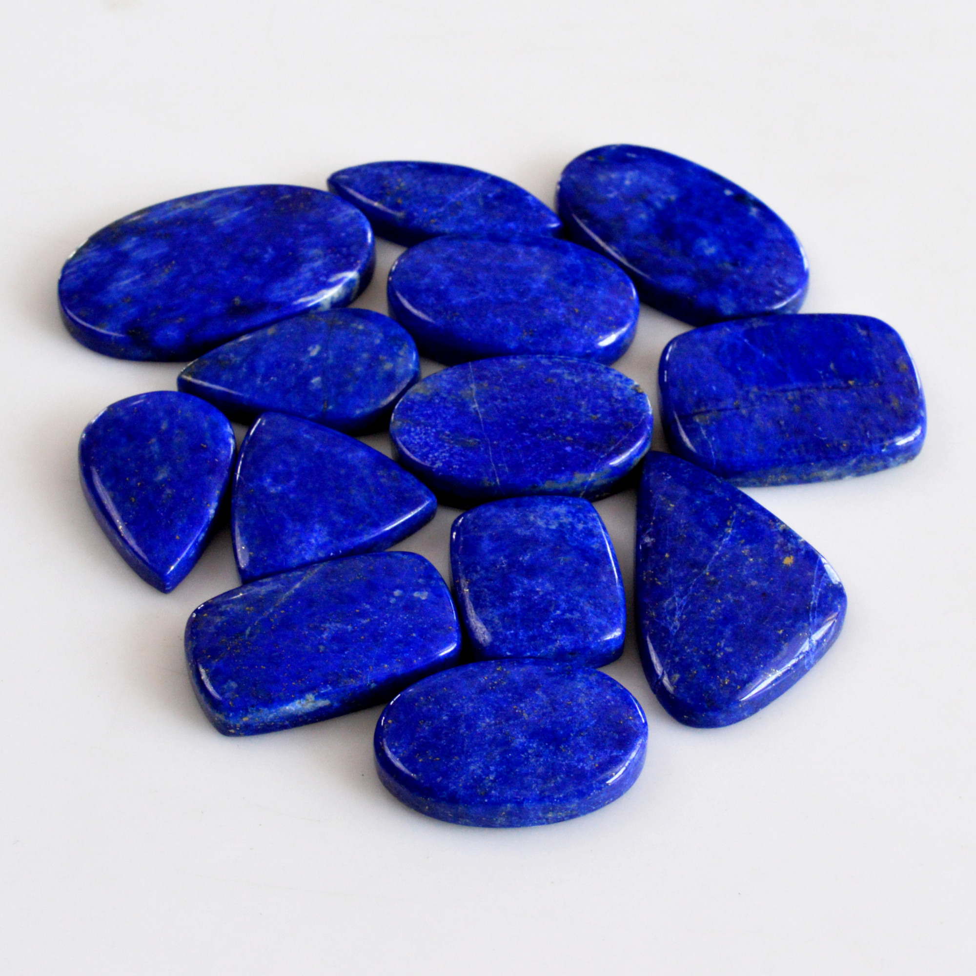 13 Pcs 343 Cts Natural Lapis Lazuli Cabochon Gemstone Lot For Jewelry Making 25x15-35x22mm14070