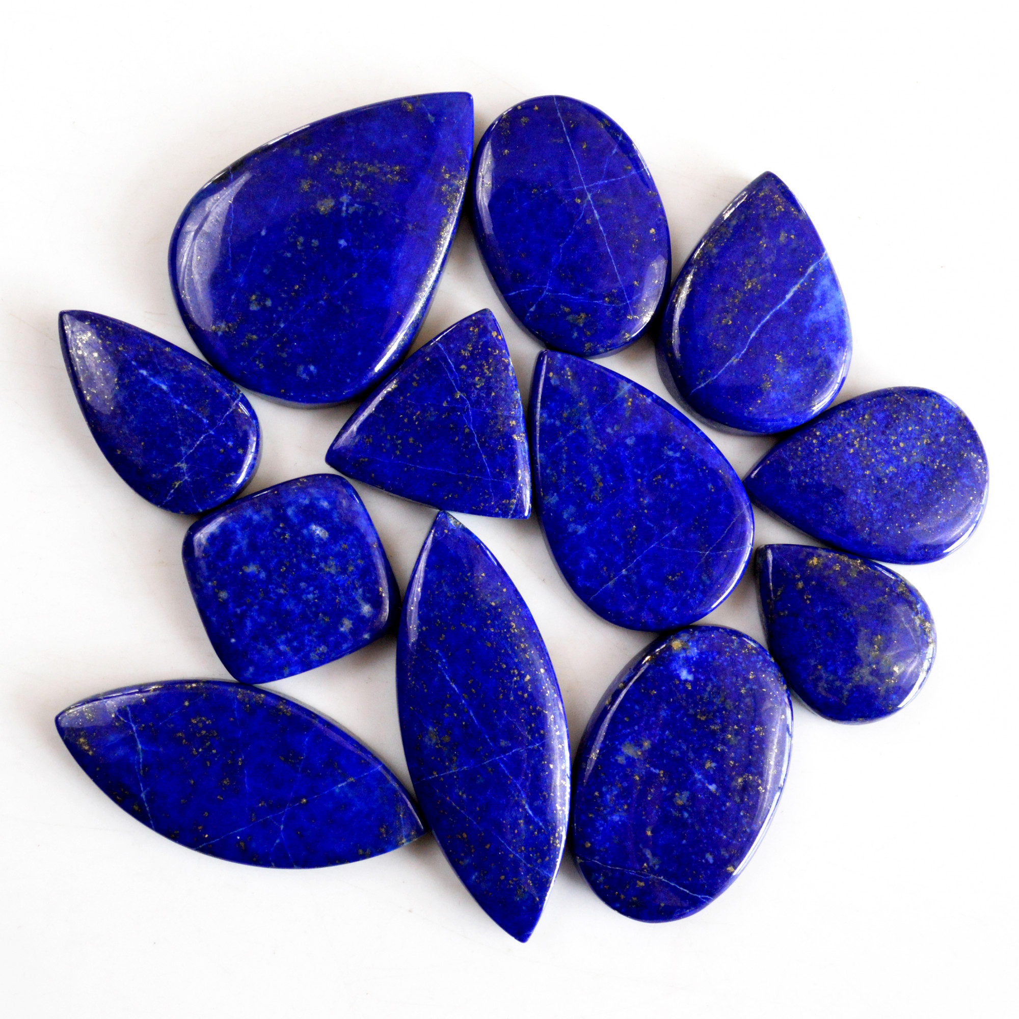 12 Pcs 278 Cts Natural Lapis Lazuli Cabochon Gemstone Lot For Jewelry Making 20x15-34x24mm14071