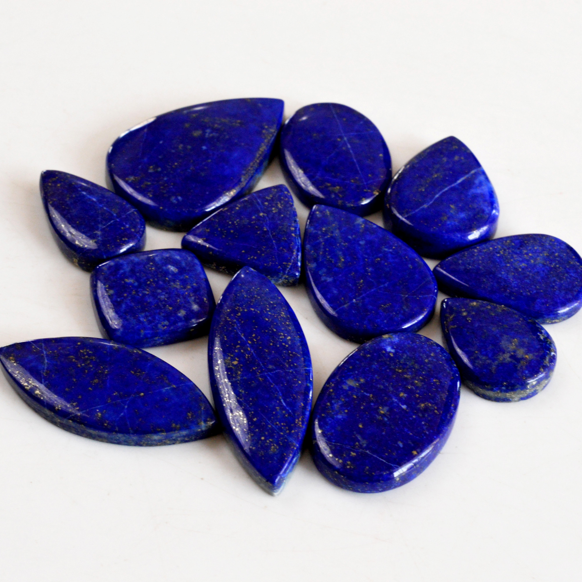 12 Pcs 278 Cts Natural Lapis Lazuli Cabochon Gemstone Lot For Jewelry Making 20x15-34x24mm14071