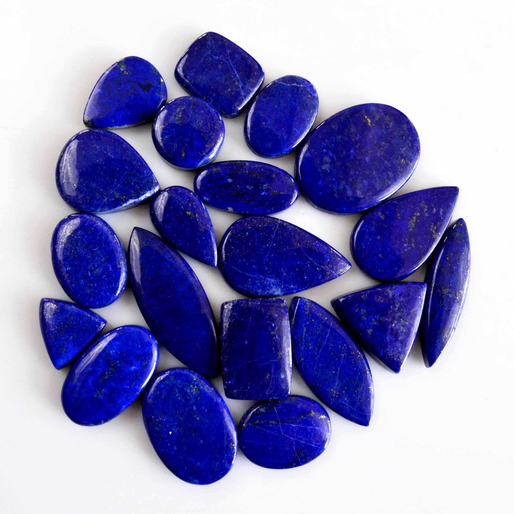 20 Pcs 319 Cts Natural Lapis Lazuli Cabochon Gemstone Lot For Jewelry Making 13x12-28x20mm14072