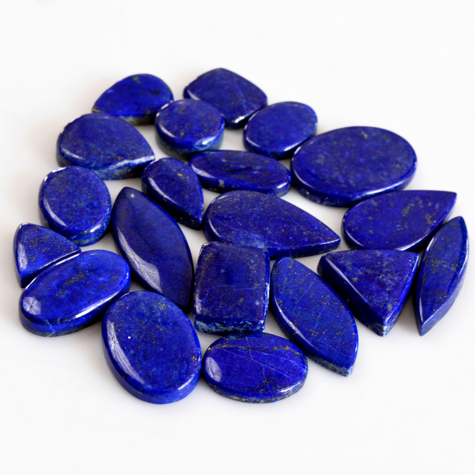 20 Pcs 319 Cts Natural Lapis Lazuli Cabochon Gemstone Lot For Jewelry Making 13x12-28x20mm14072