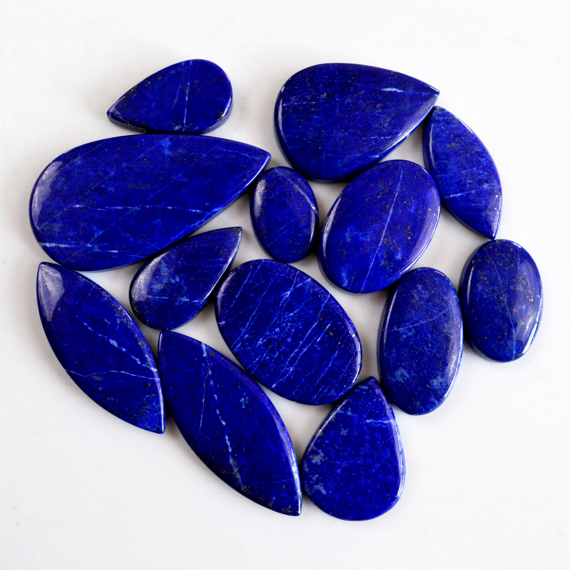 13 Pcs 315 Cts Natural Lapis Lazuli Cabochon Gemstone Lot For Jewelry Making 17x12-45x23mm14073