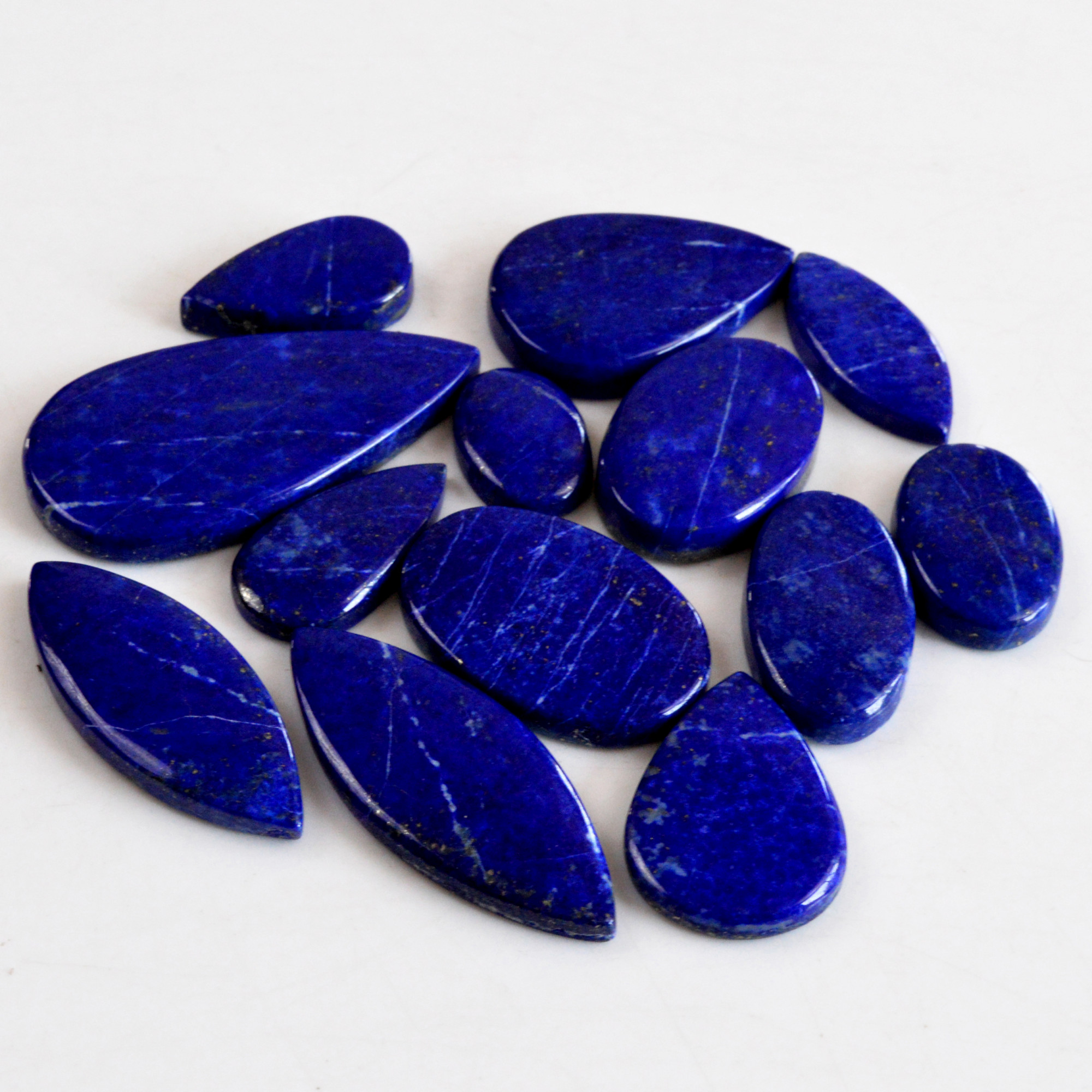 13 Pcs 315 Cts Natural Lapis Lazuli Cabochon Gemstone Lot For Jewelry Making 17x12-45x23mm14073