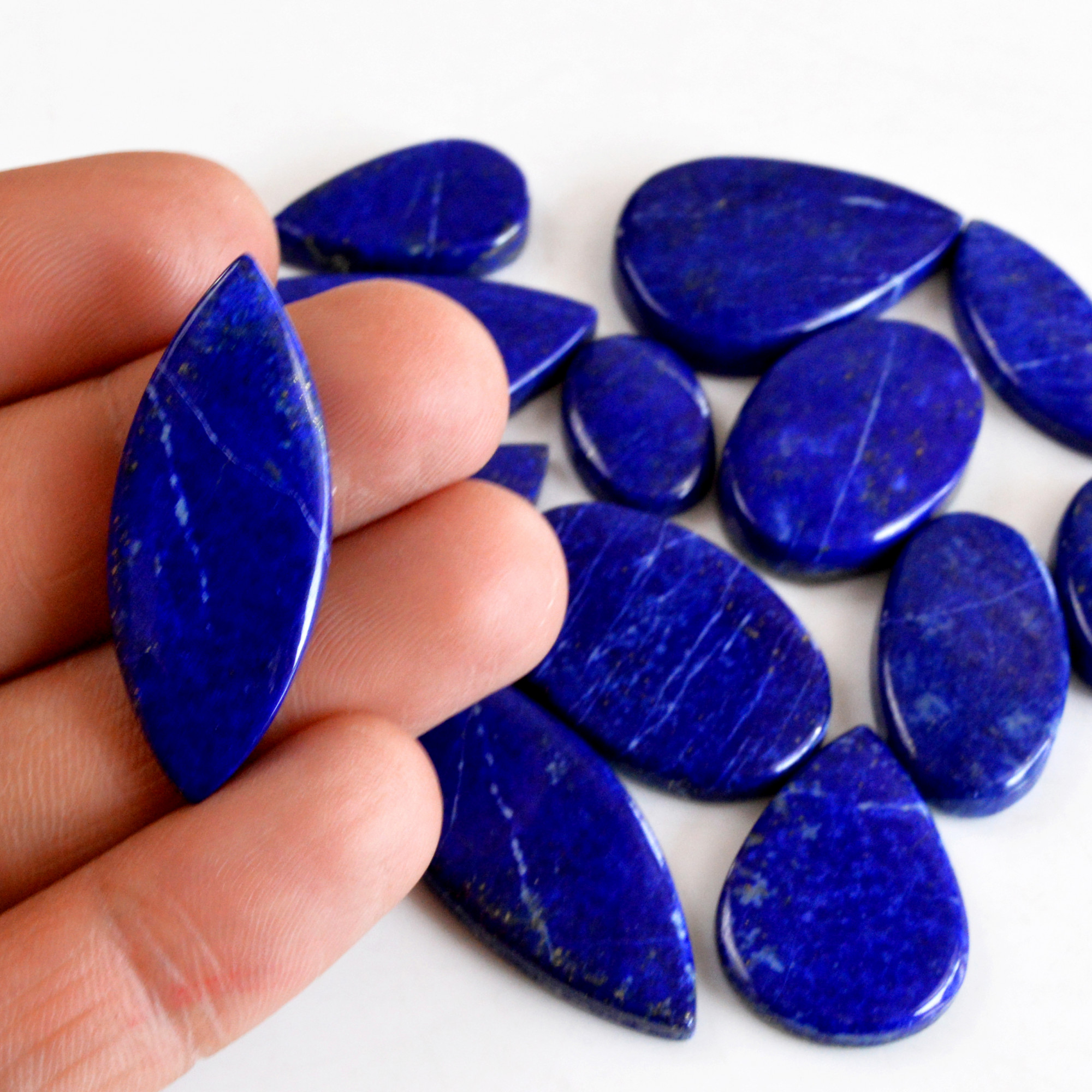 13 Pcs 315 Cts Natural Lapis Lazuli Cabochon Gemstone Lot For Jewelry Making 17x12-45x23mm14073