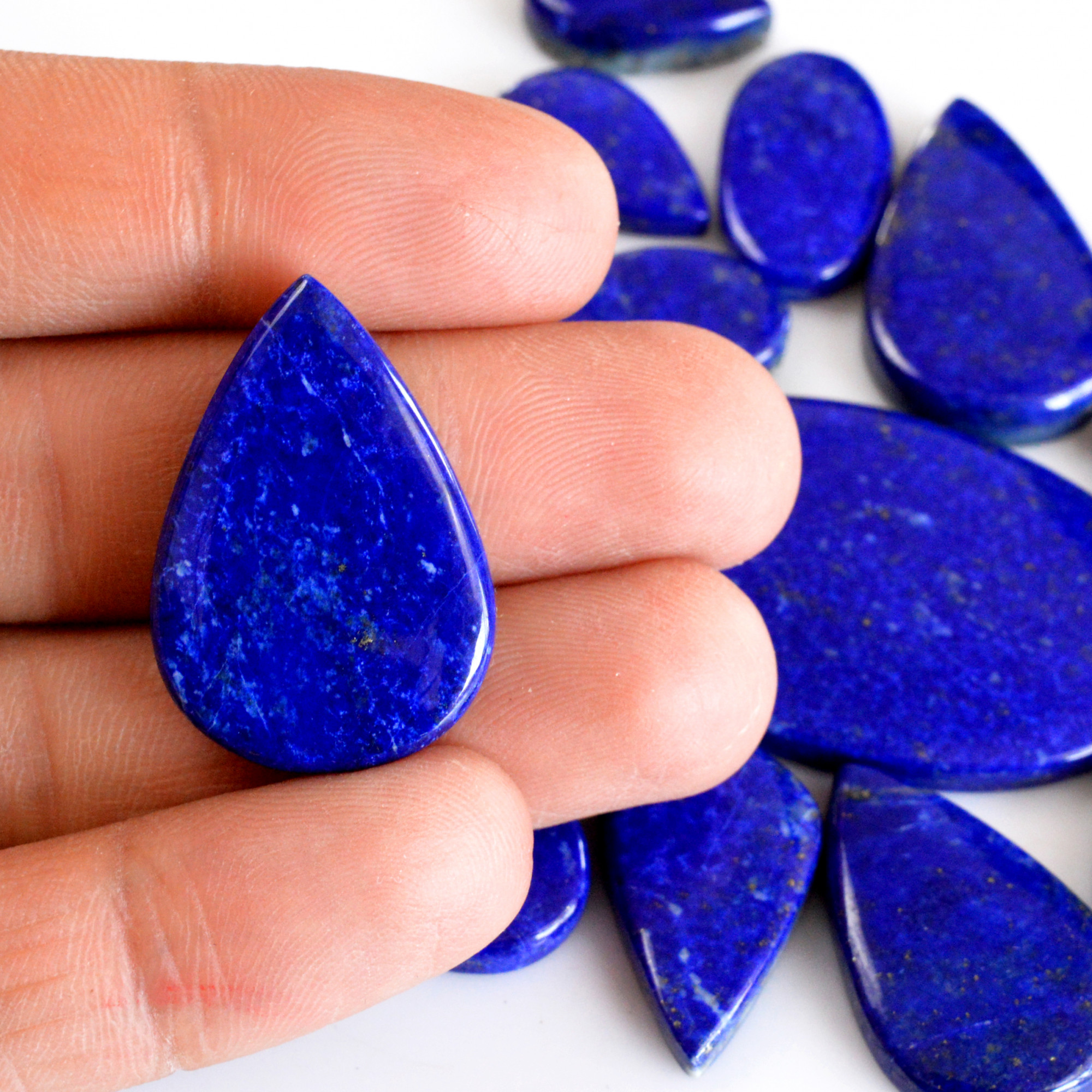 16 Pcs 386 Cts Natural Lapis Lazuli Cabochon Gemstone Lot For Jewelry Making 15x13-48x29mm14074