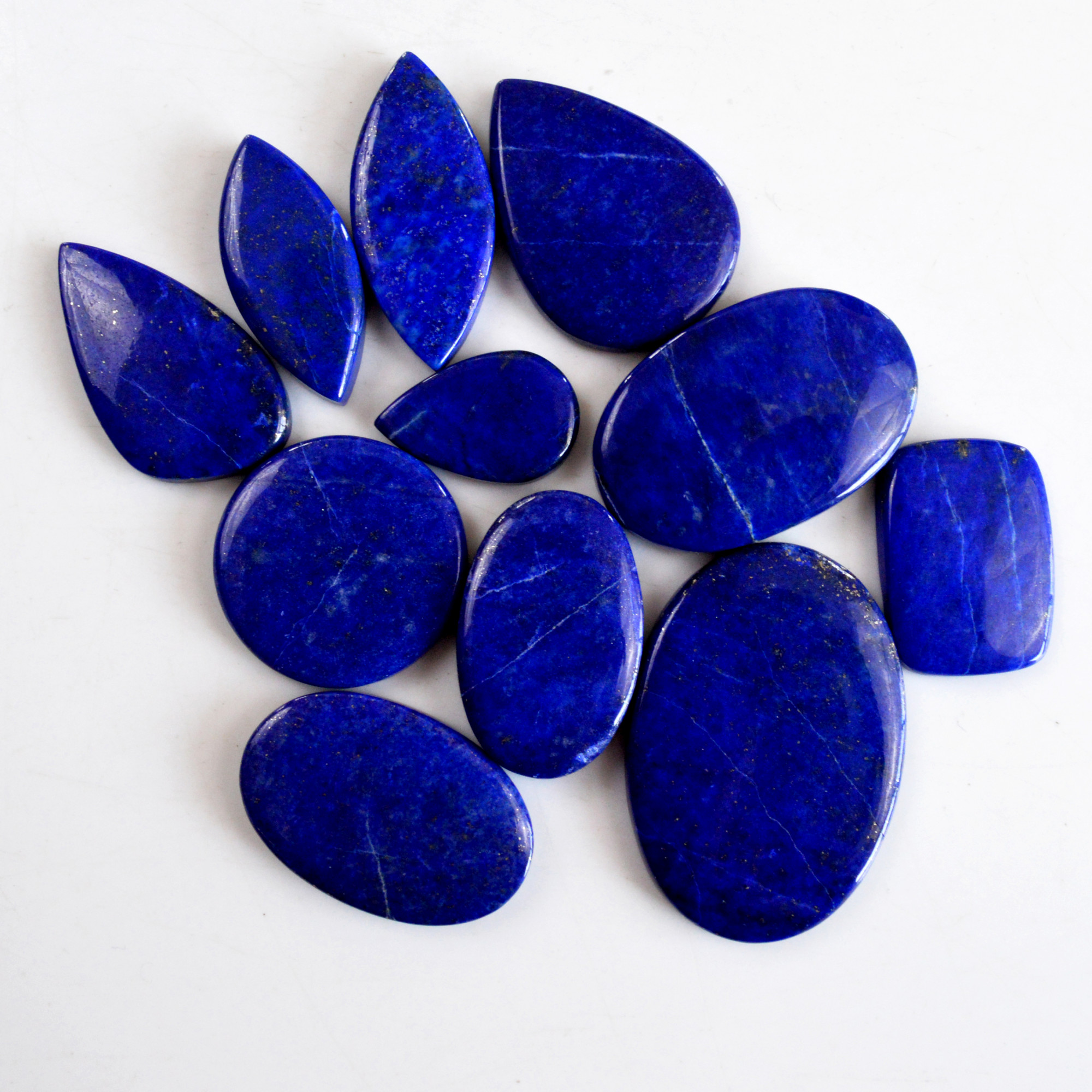 11 Pcs 313 Cts Natural Lapis Lazuli Cabochon Gemstone Lot For Jewelry Making 20x13-38x27mm14075