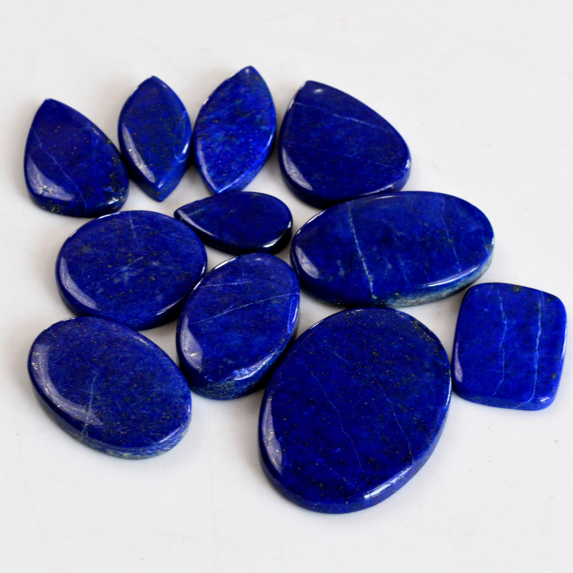 11 Pcs 313 Cts Natural Lapis Lazuli Cabochon Gemstone Lot For Jewelry Making 20x13-38x27mm14075