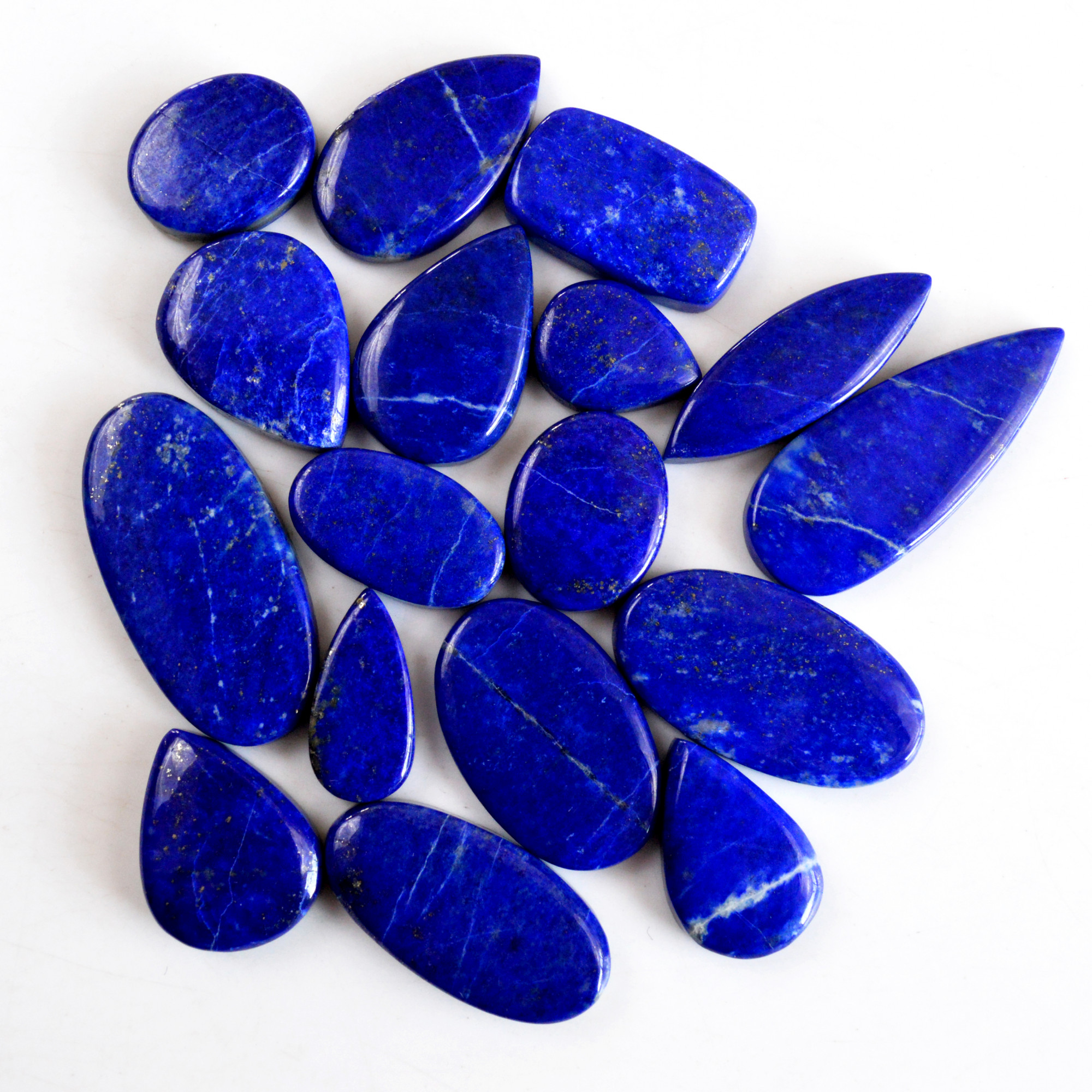 17 Pcs 295 Cts Natural Lapis Lazuli Cabochon Gemstone Lot For Jewelry Making 15x11-36x14mm14077