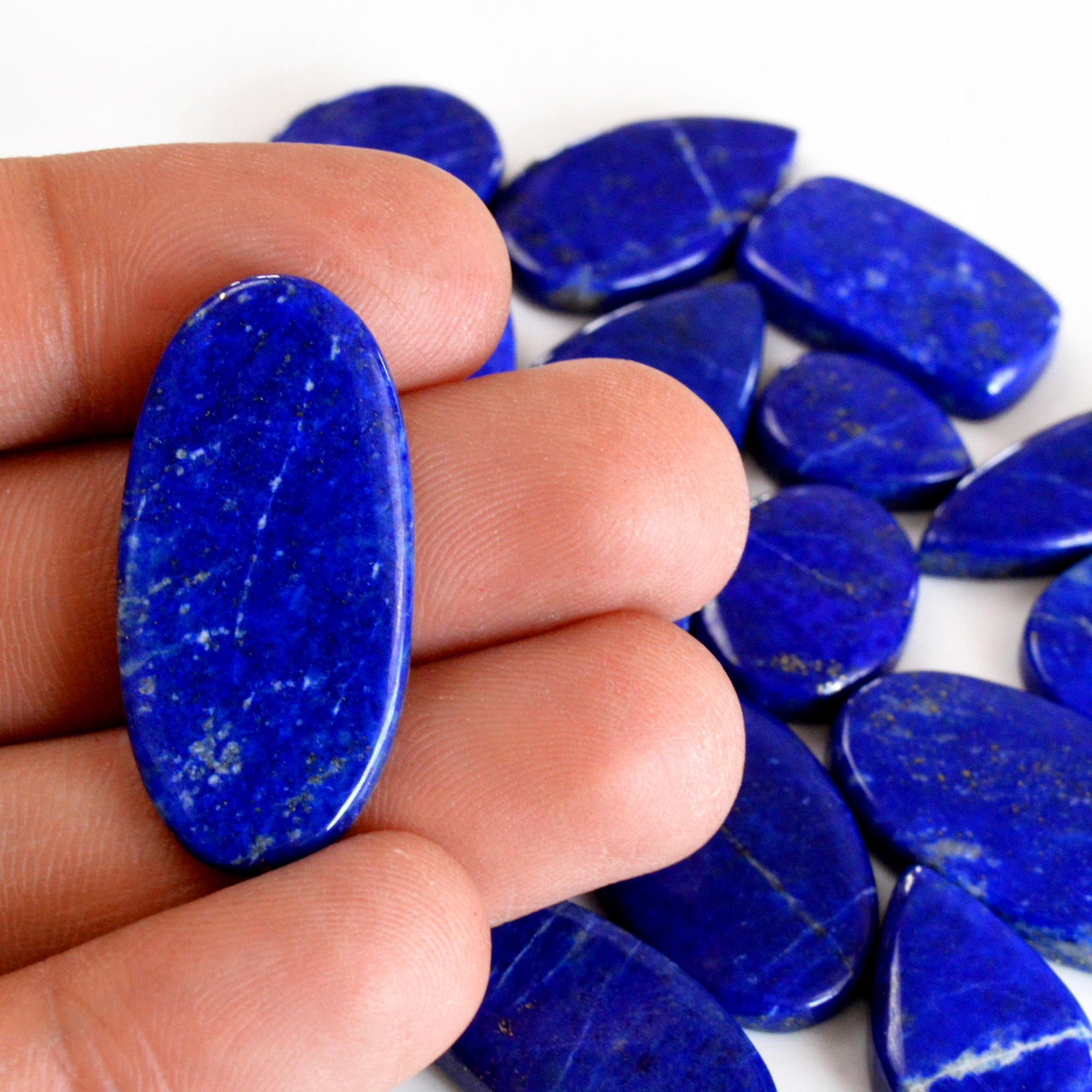 17 Pcs 295 Cts Natural Lapis Lazuli Cabochon Gemstone Lot For Jewelry Making 15x11-36x14mm14077